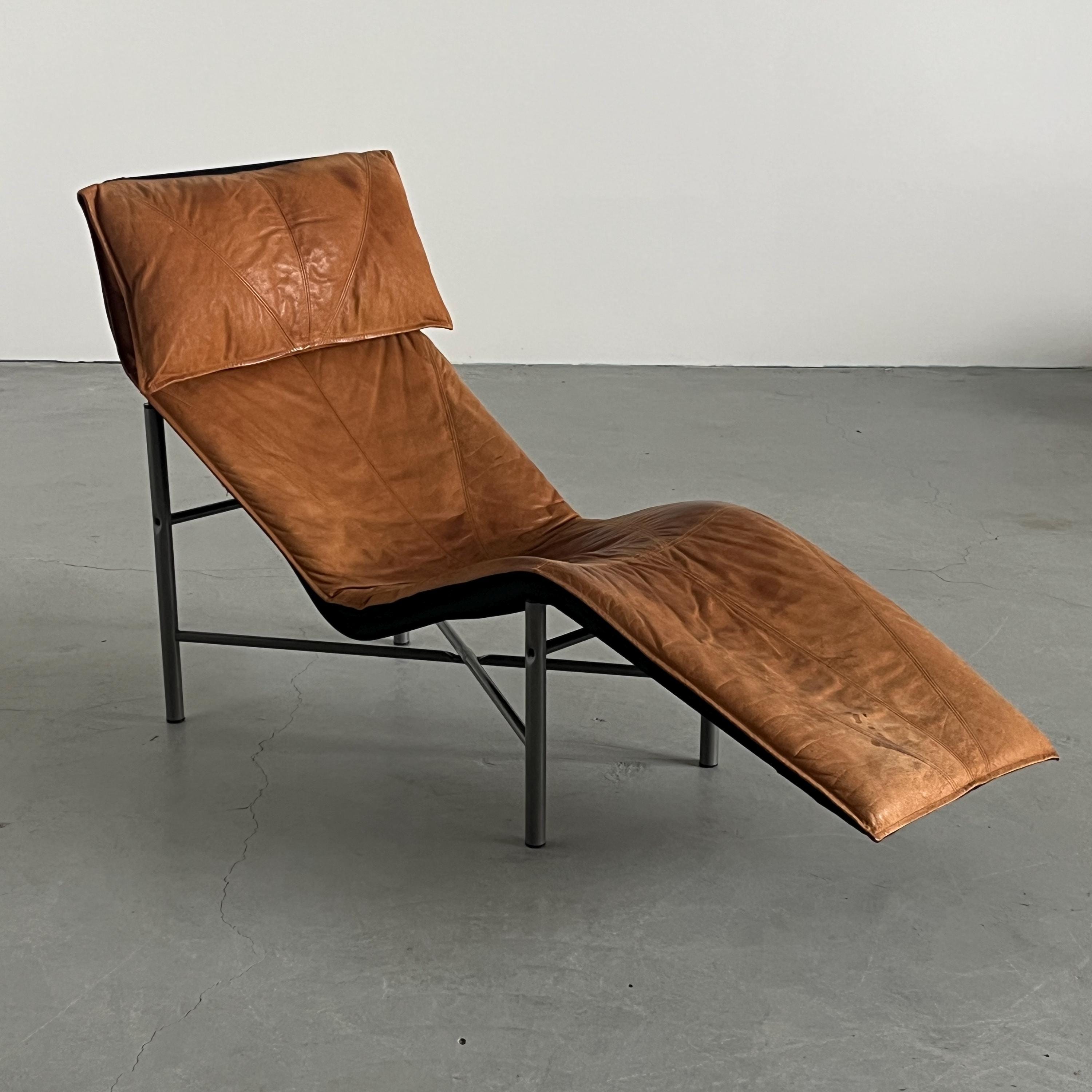 Chaise Longue Cognac Leather by Tord Bjorklund for Ikea