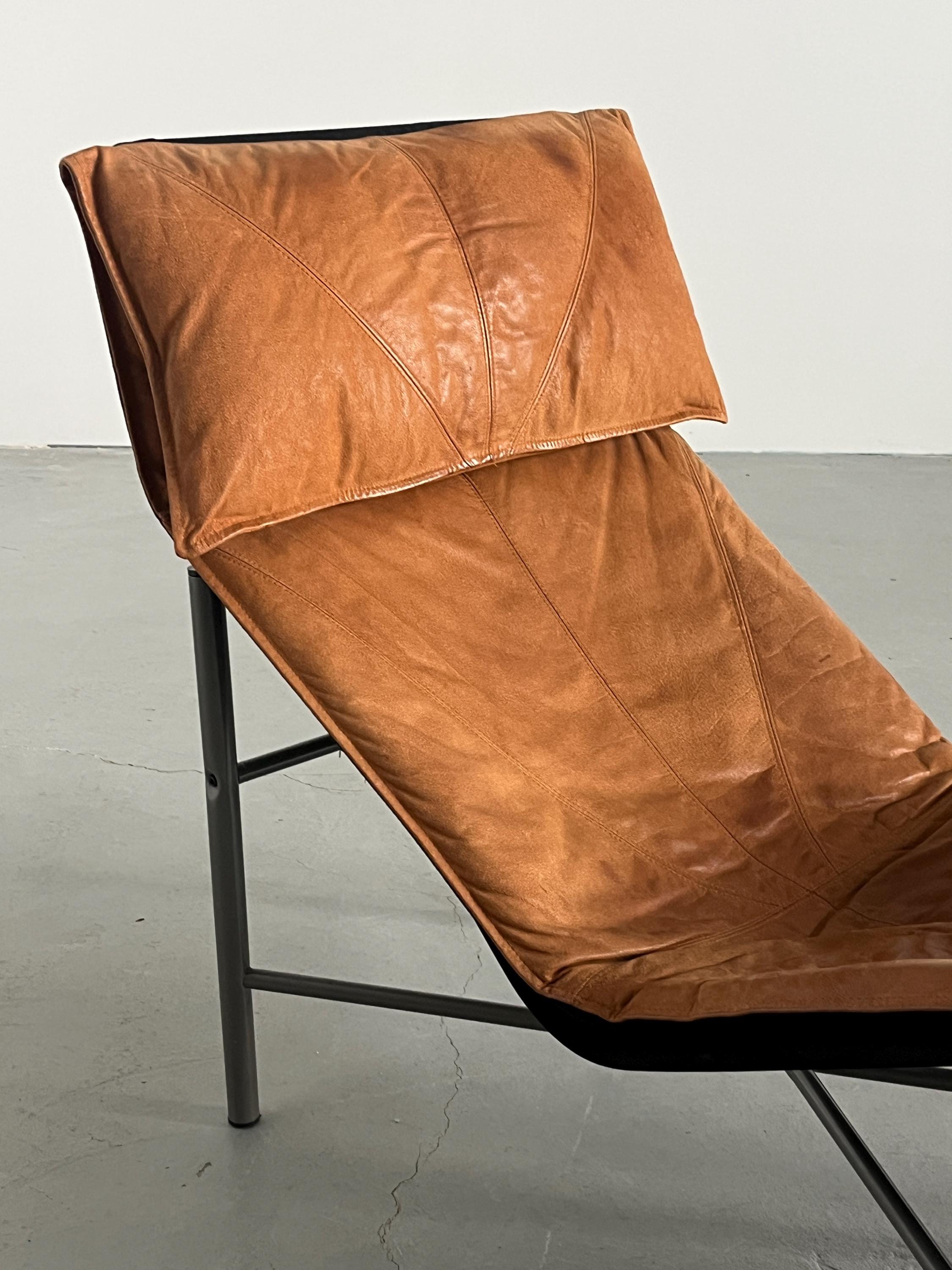 Chaise Longue Cognac Leather by Tord Bjorklund for Ikea