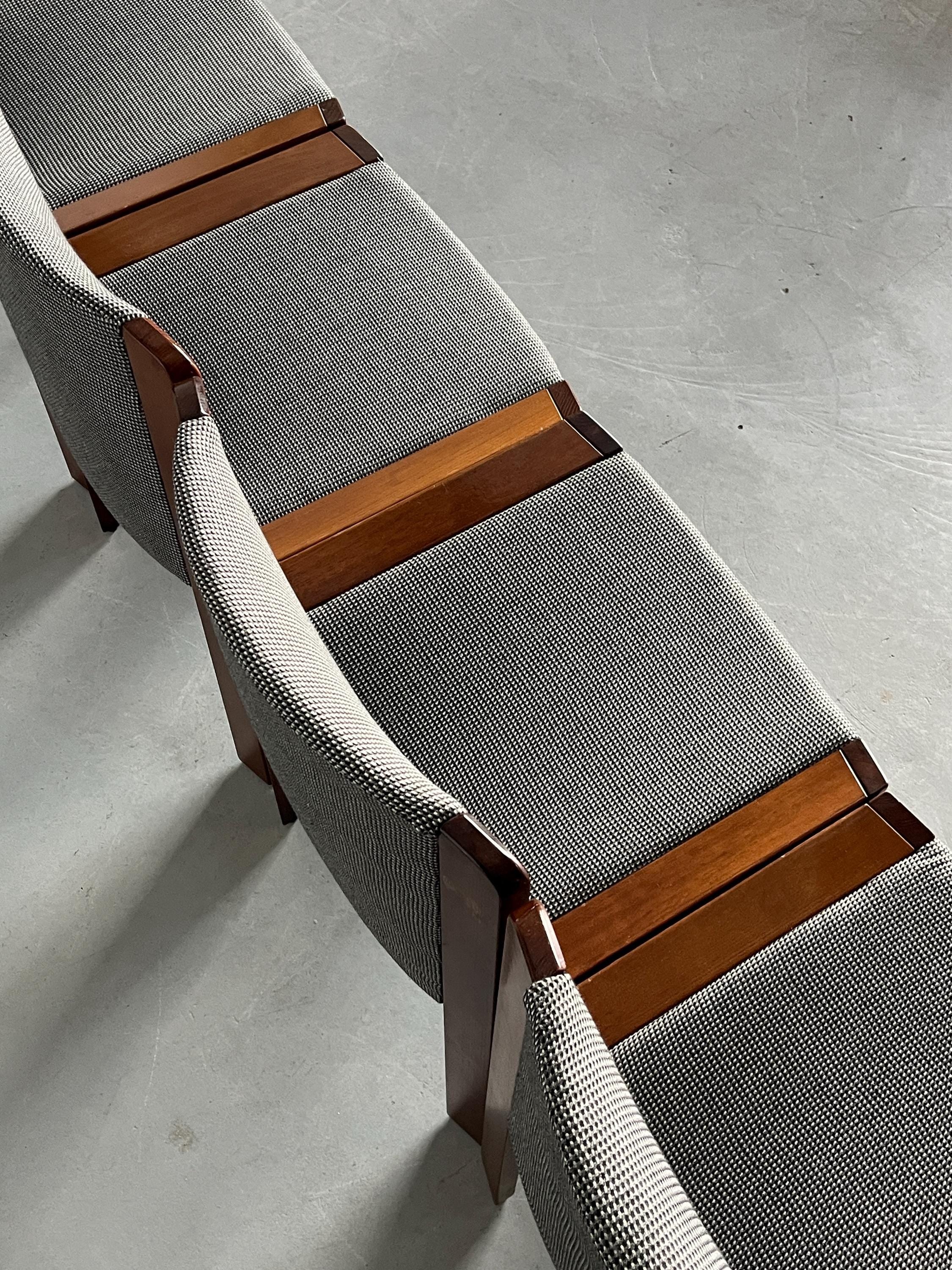 ‘Model 300’ Dining Chairs by Joe Colombo for Pozzi, Oak and Black & White Patterned Upholstery