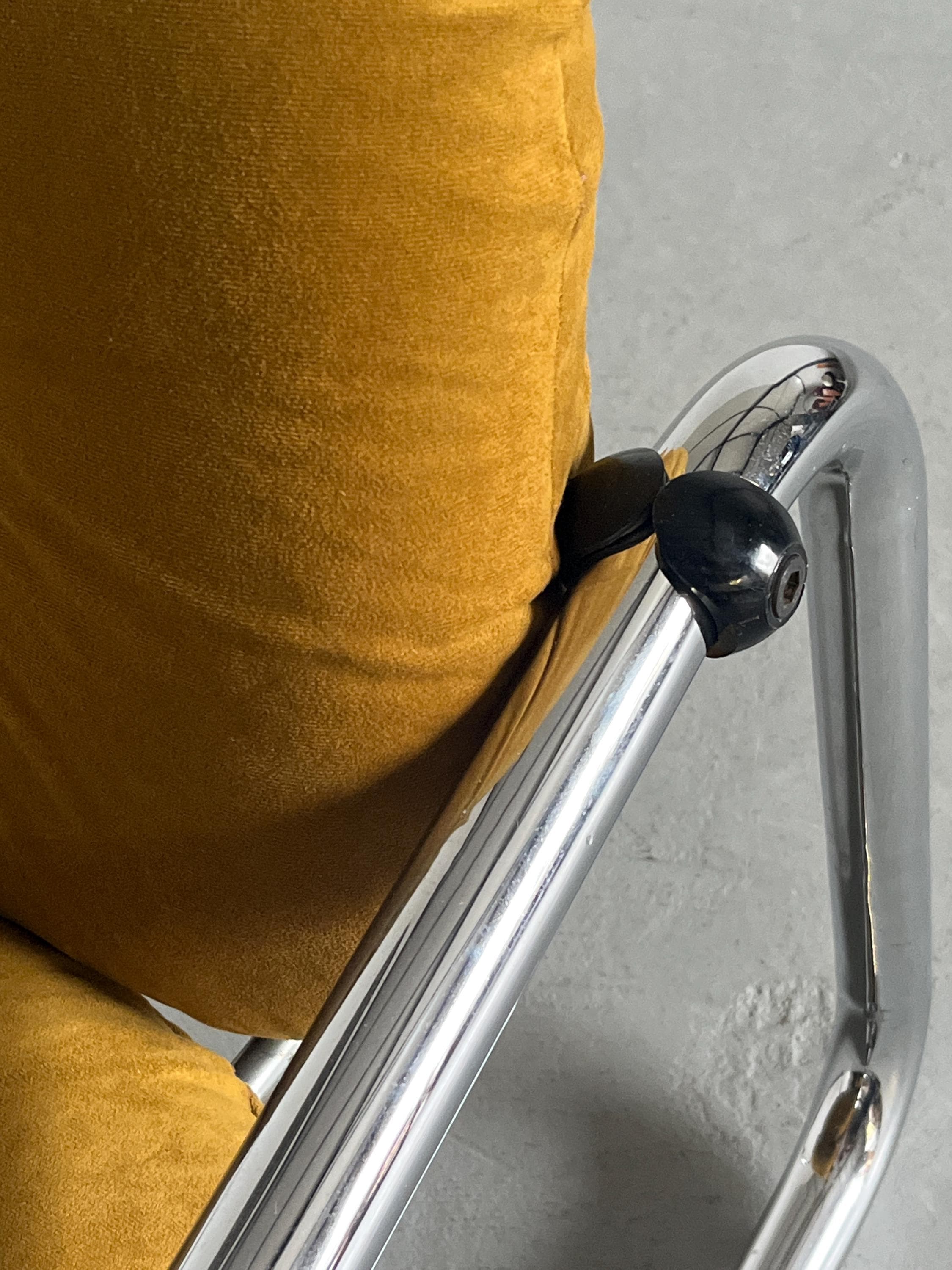 Mid-Century Armchair in Tufted Mustard Yellow Fabric