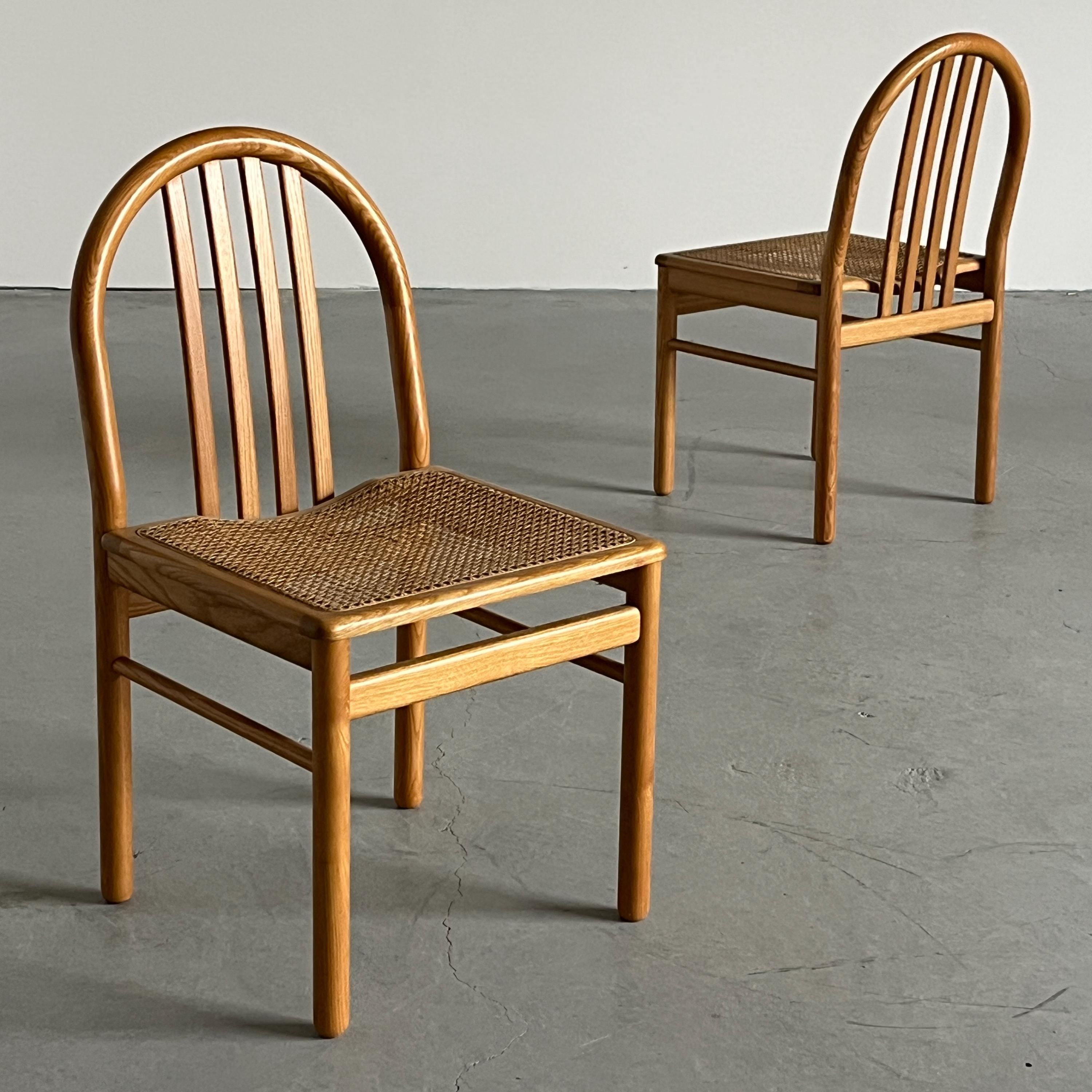 Dining Chairs in Lacquered Wood and Cane, Annig Sarian Style