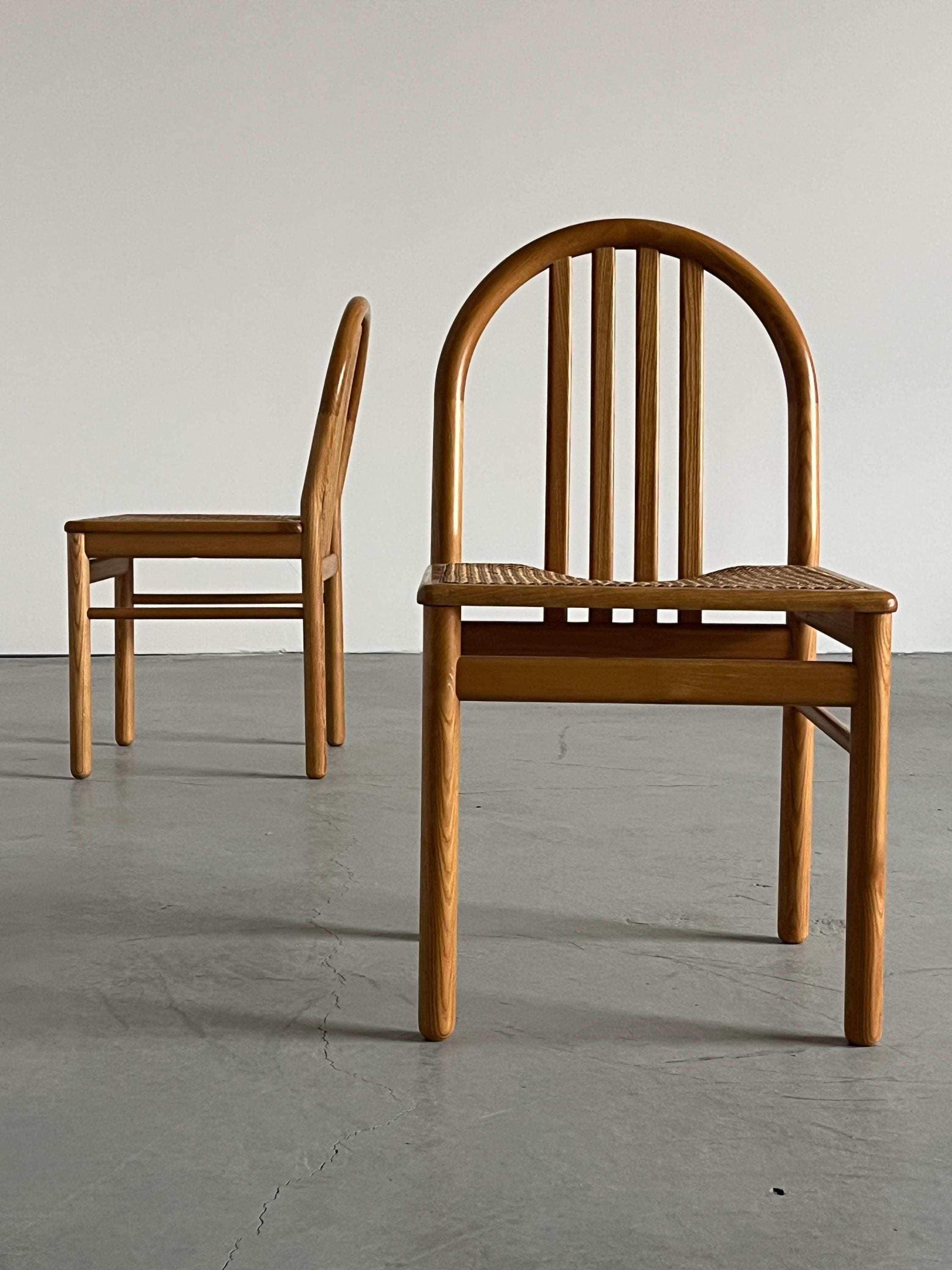 Dining Chairs in Lacquered Wood and Cane, Annig Sarian Style