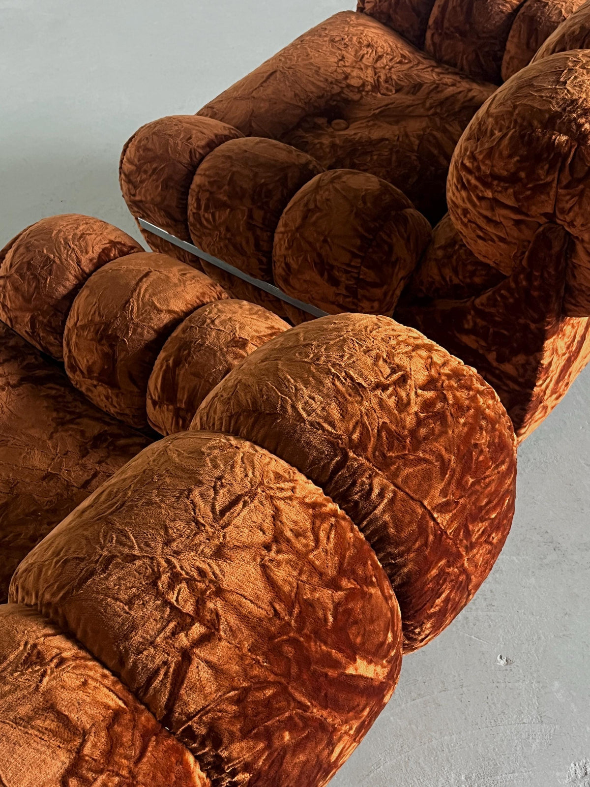Sculptural Italian Armchairs in Vintage Velvet