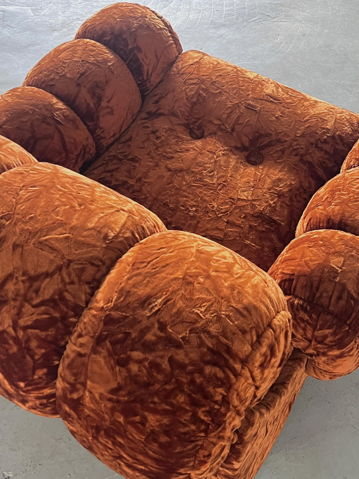 Sculptural Italian Armchairs in Vintage Velvet