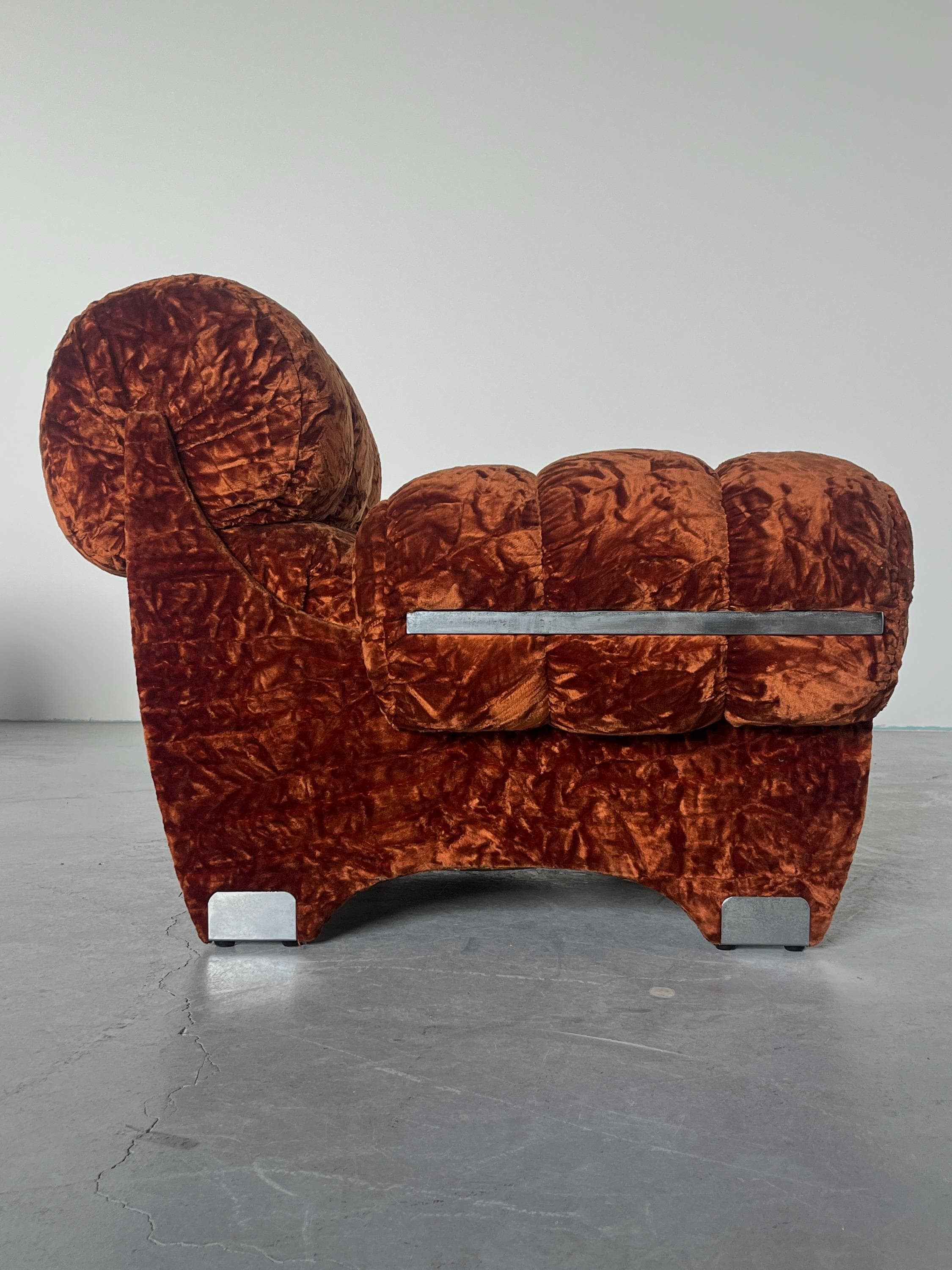 Sculptural Italian Armchairs in Vintage Velvet