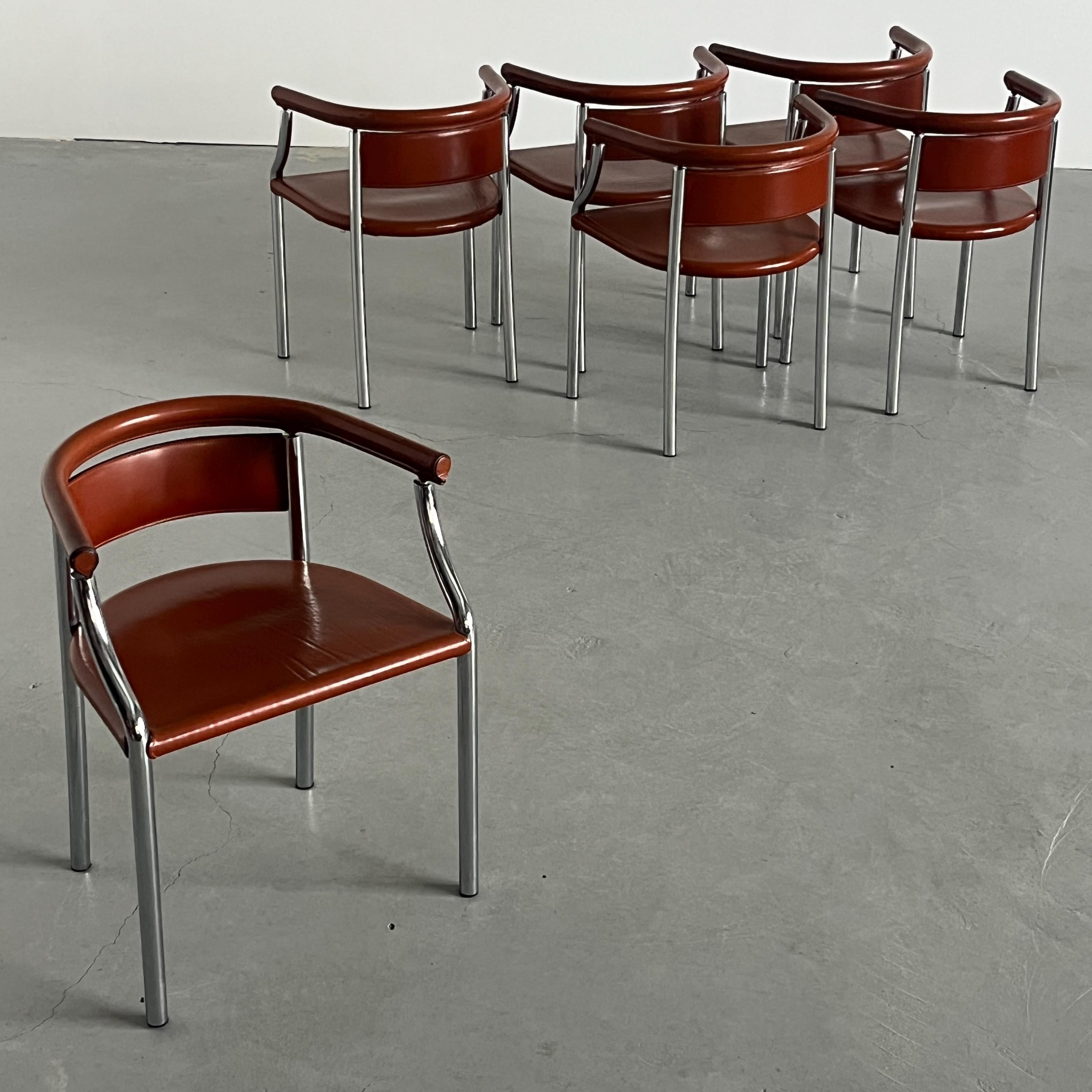 Italian Cognac Leather Armchairs