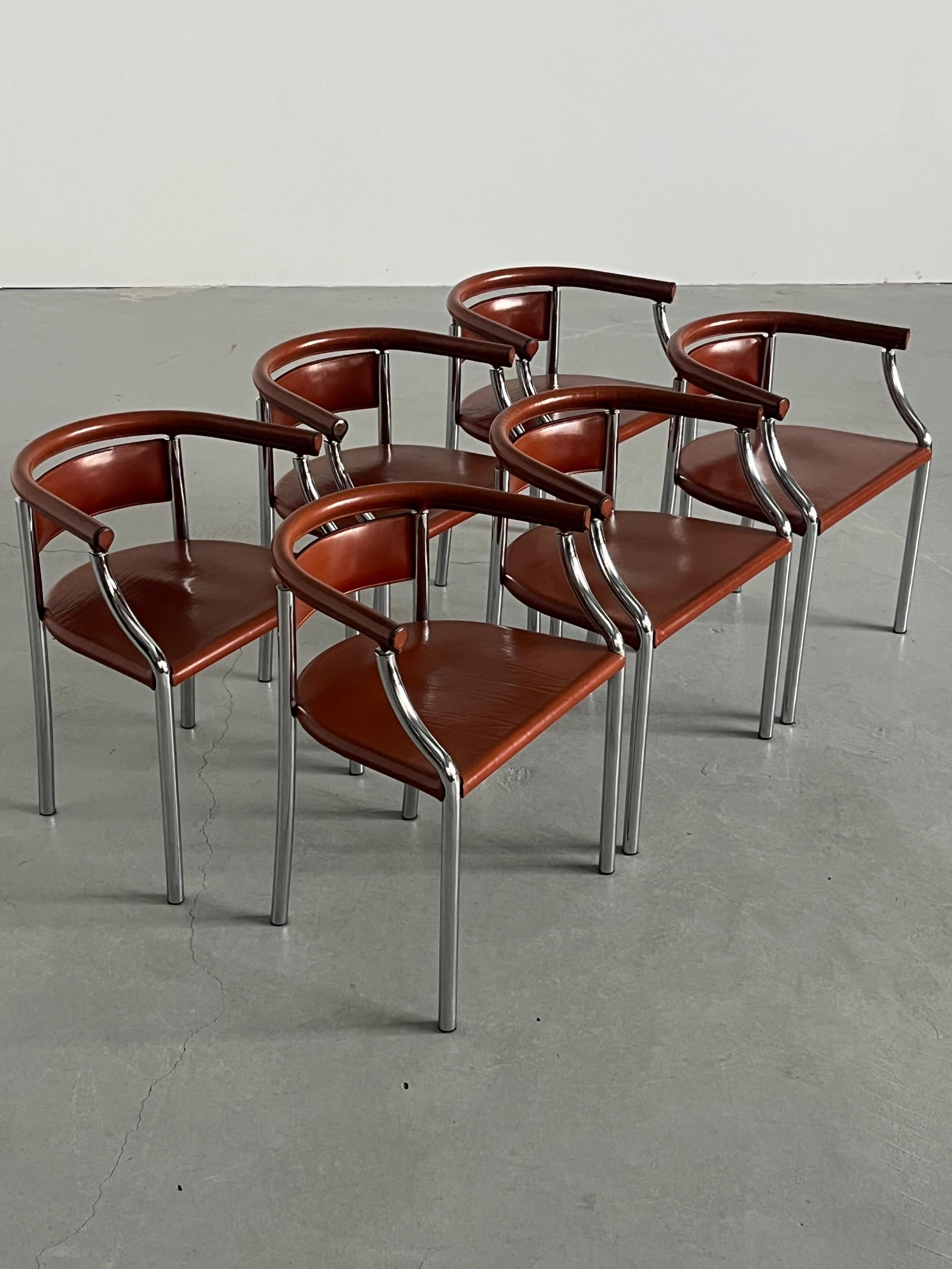 Italian Cognac Leather Armchairs