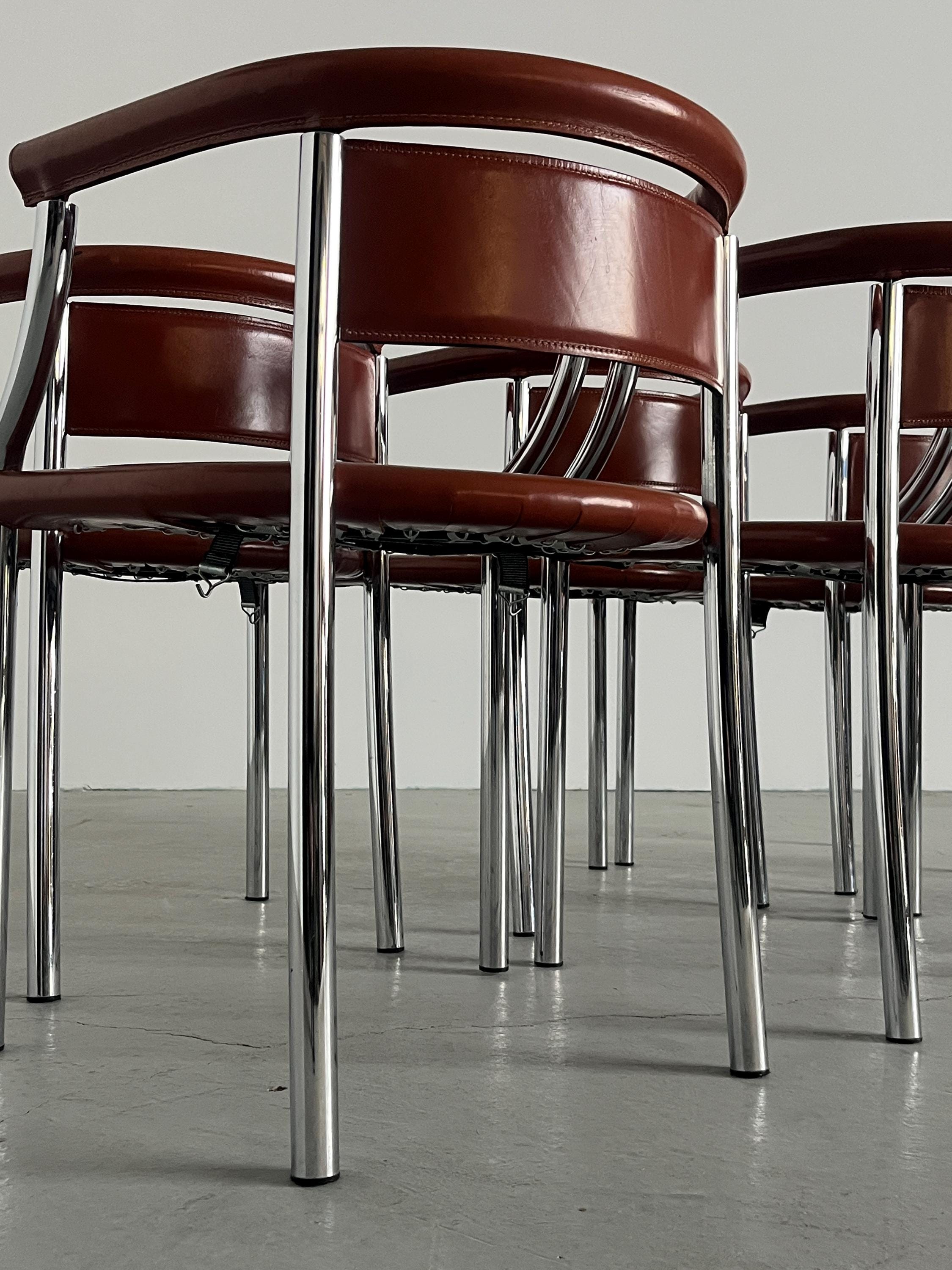 Italian Cognac Leather Armchairs