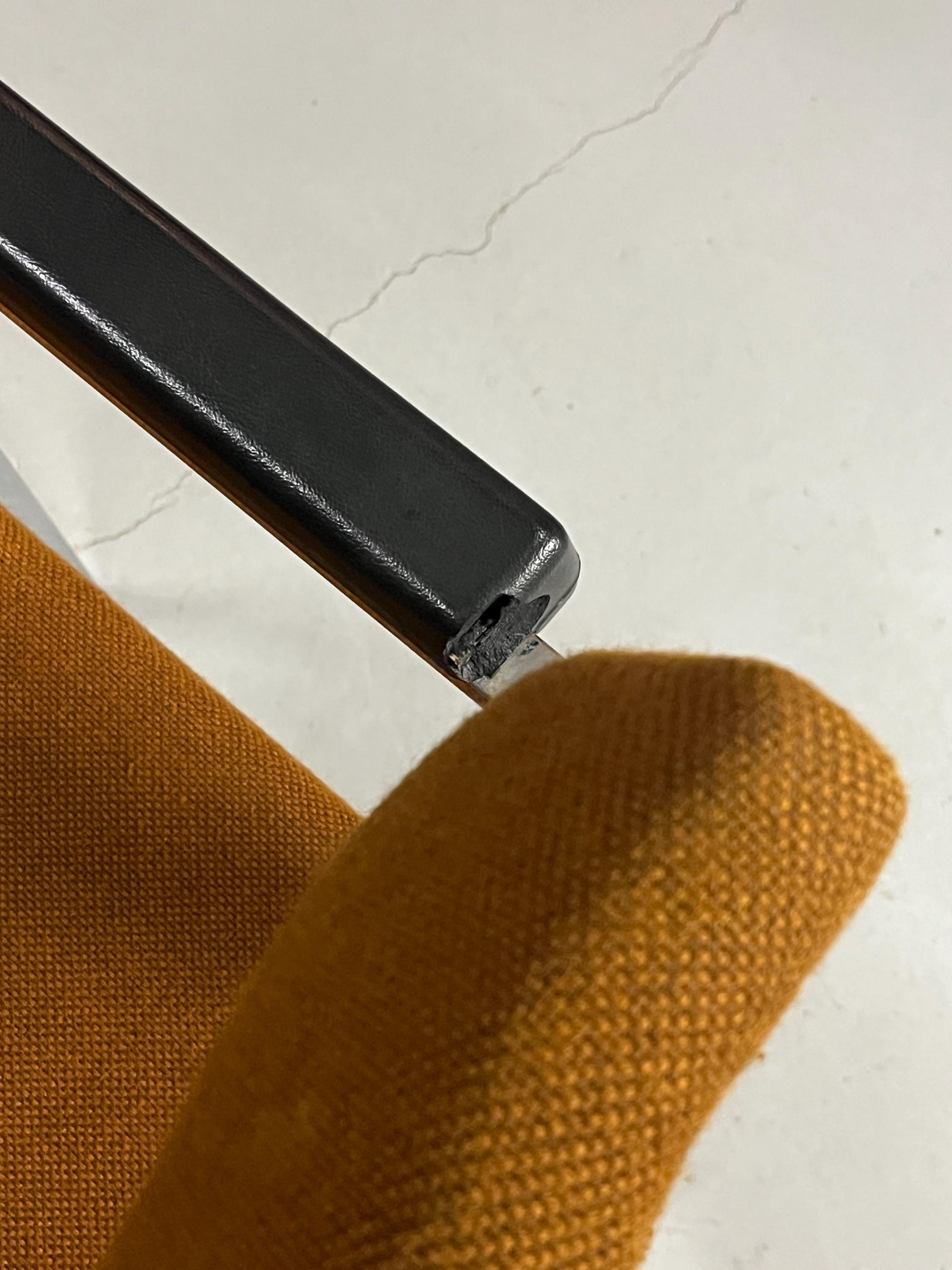 German Chromed Armchairs in Dark Orange Fabric