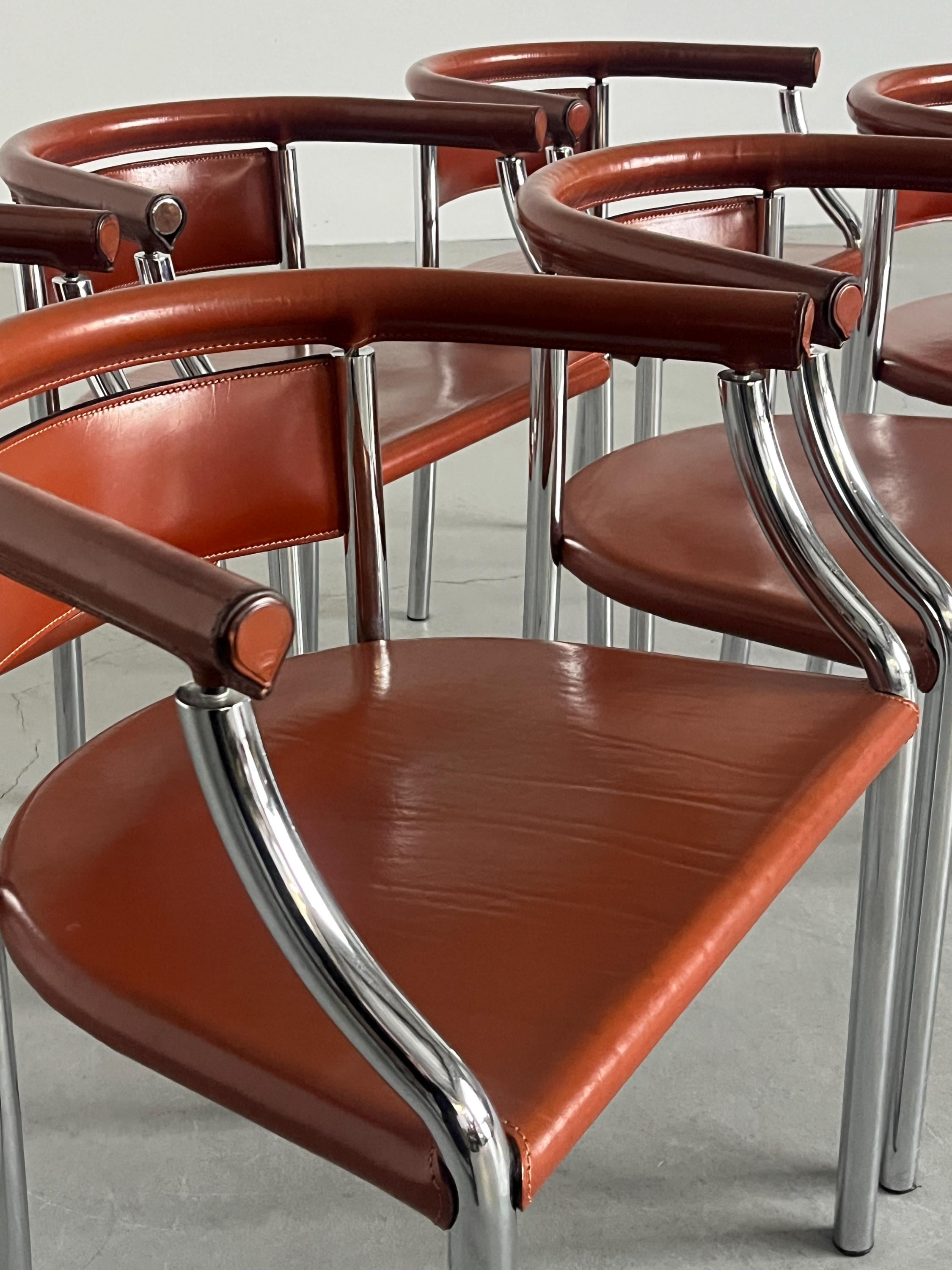 Italian Cognac Leather Armchairs