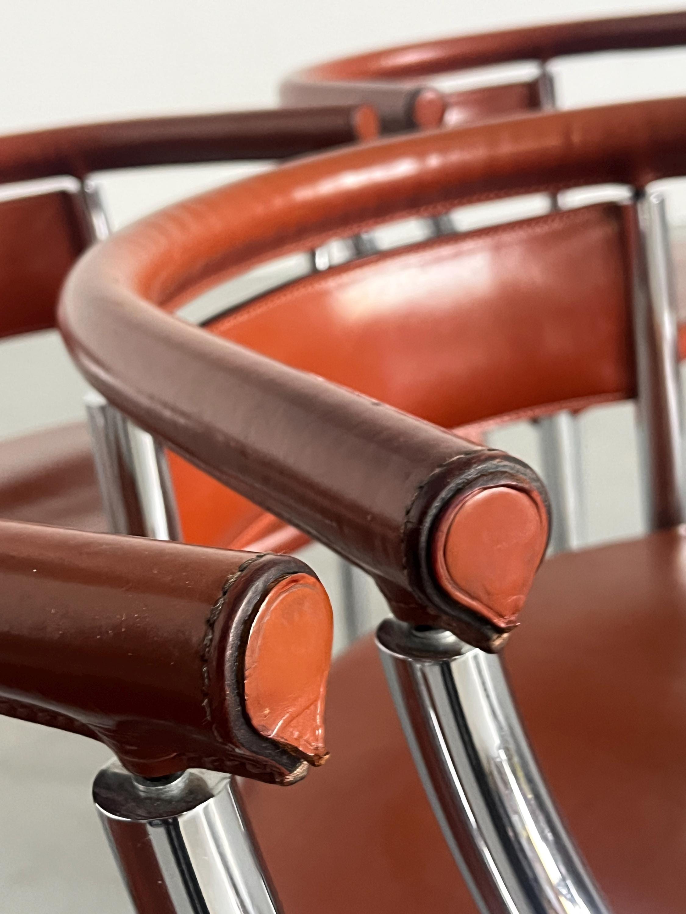 Italian Cognac Leather Armchairs