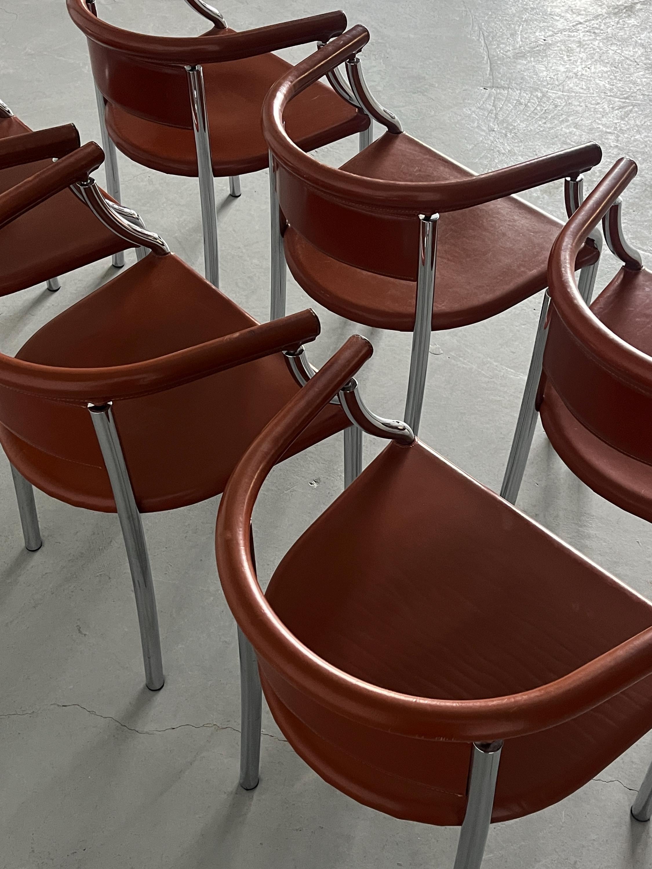 Italian Cognac Leather Armchairs