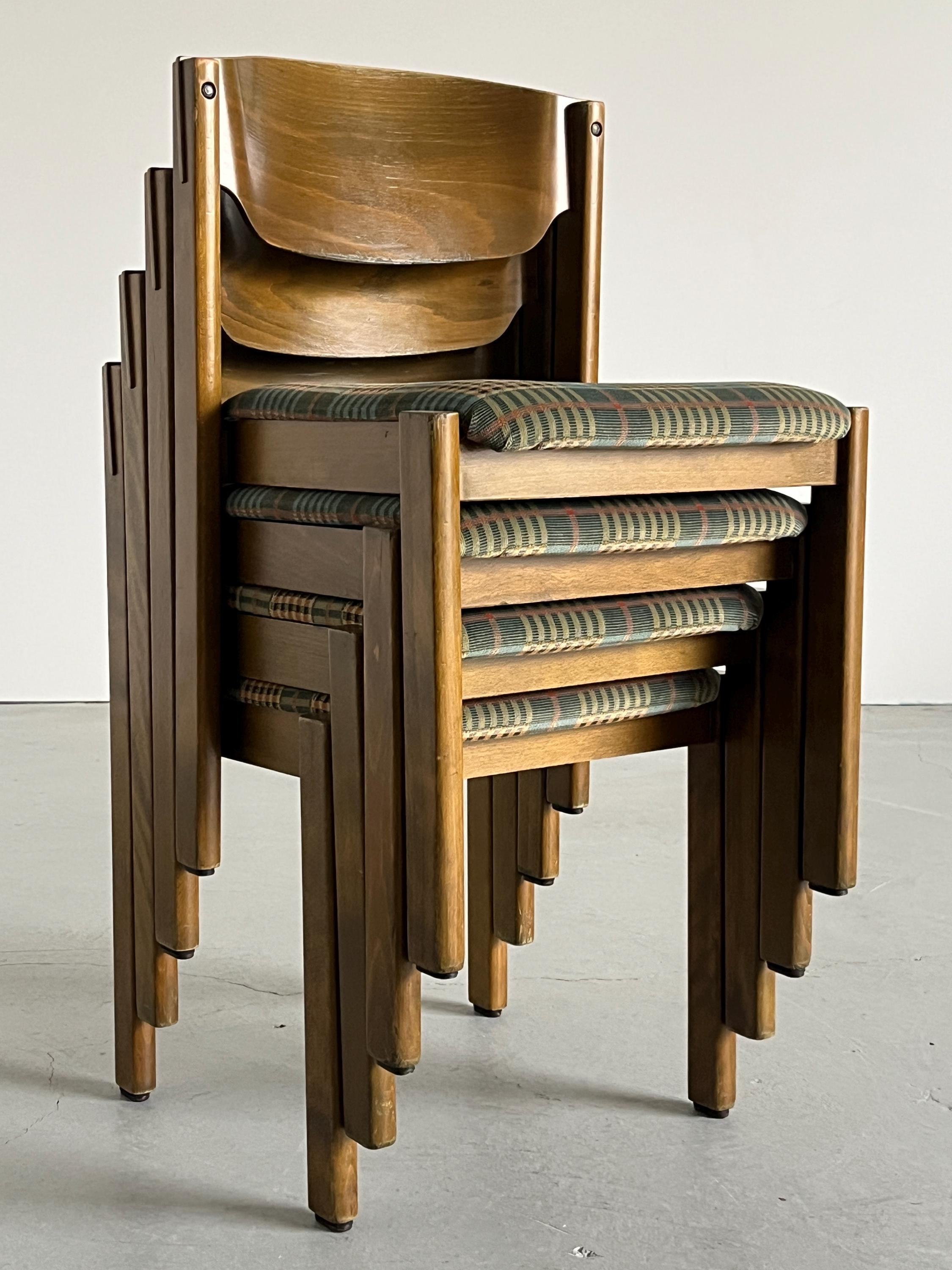 Stackable Dining Chairs in the Style of Roland Rainer