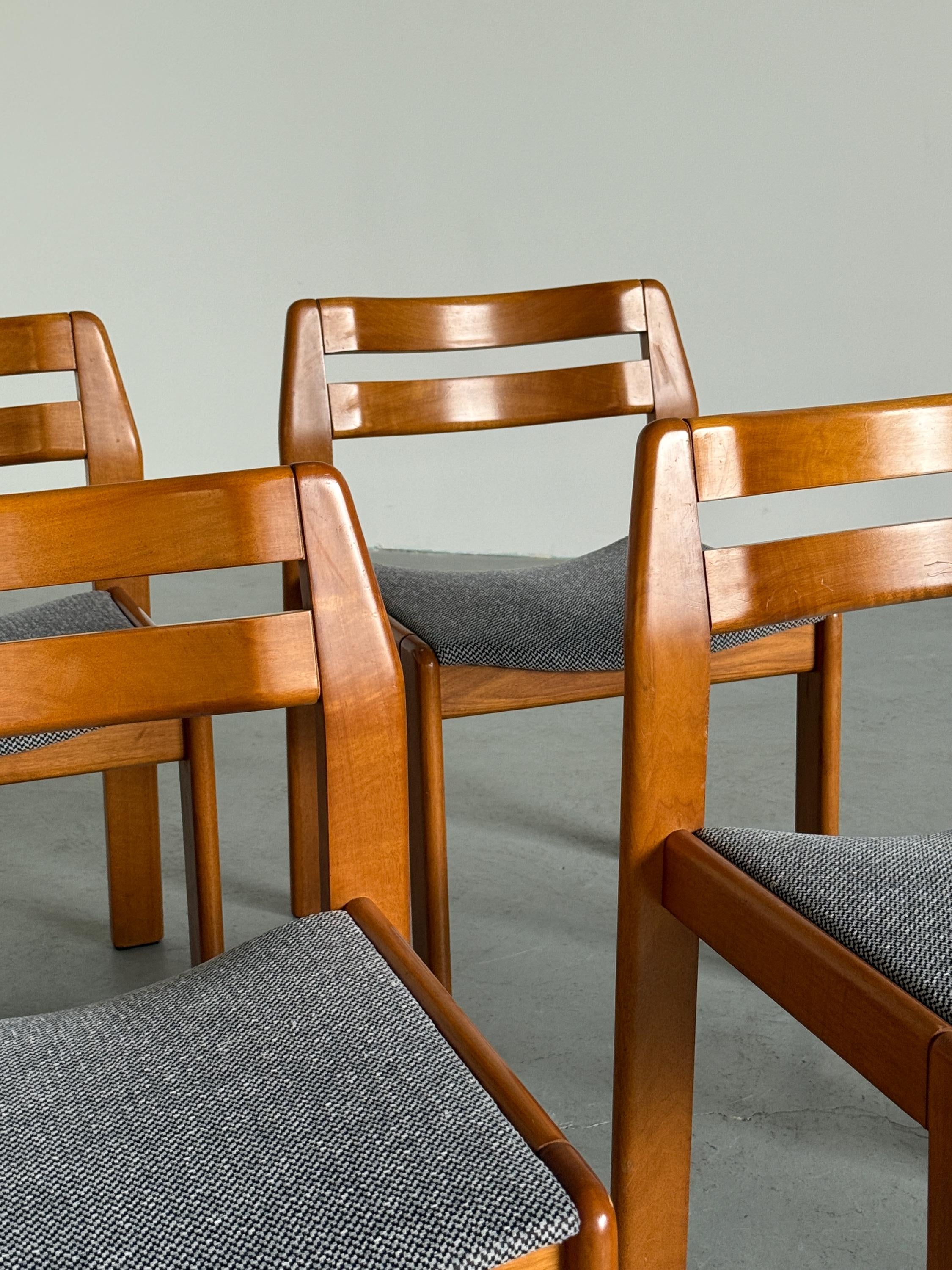 Elegant Italian Mid-Century Lacquered Solid Wood Chairs