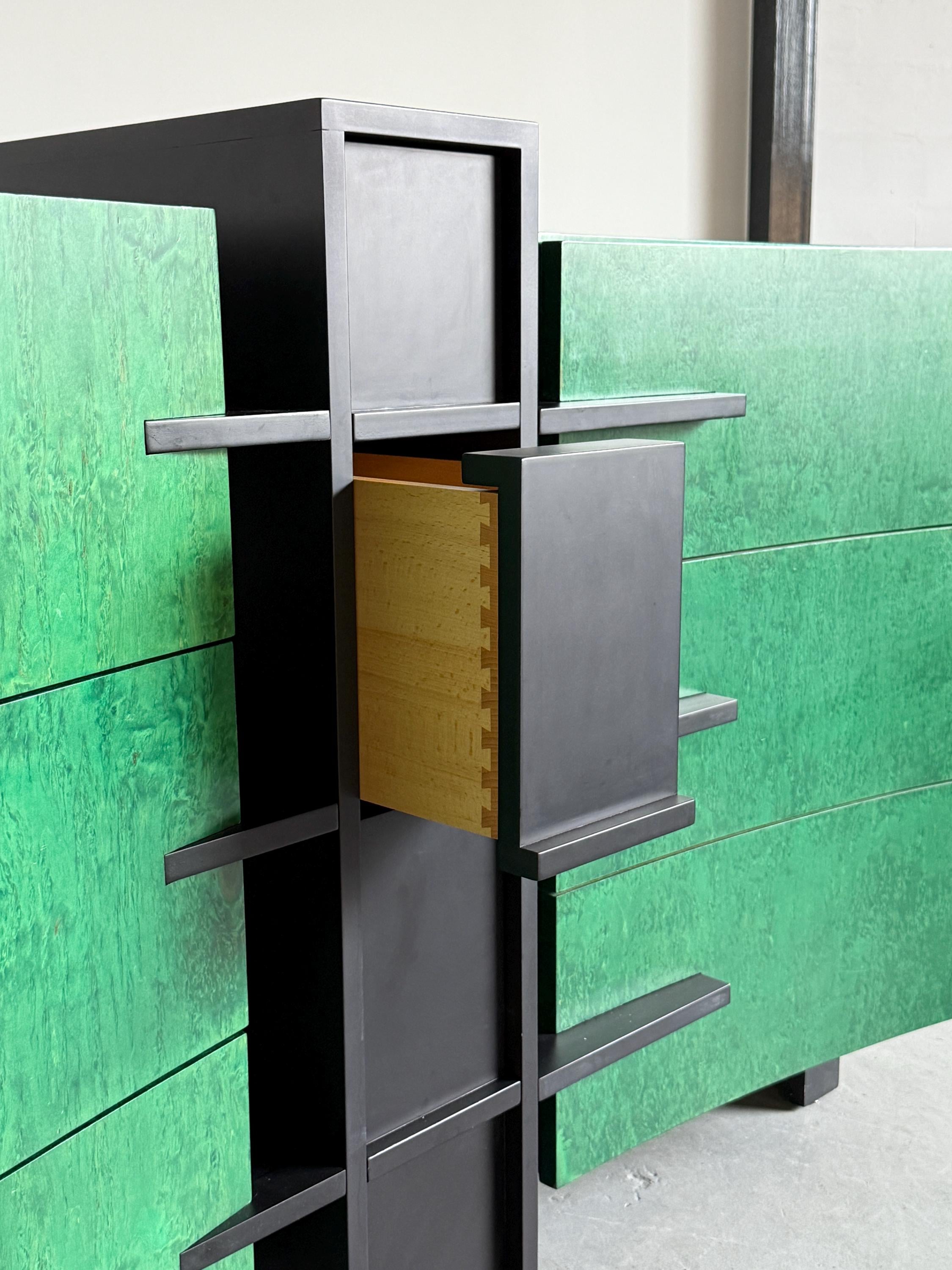 Italian Postmodern Green Lacquered Sideboard