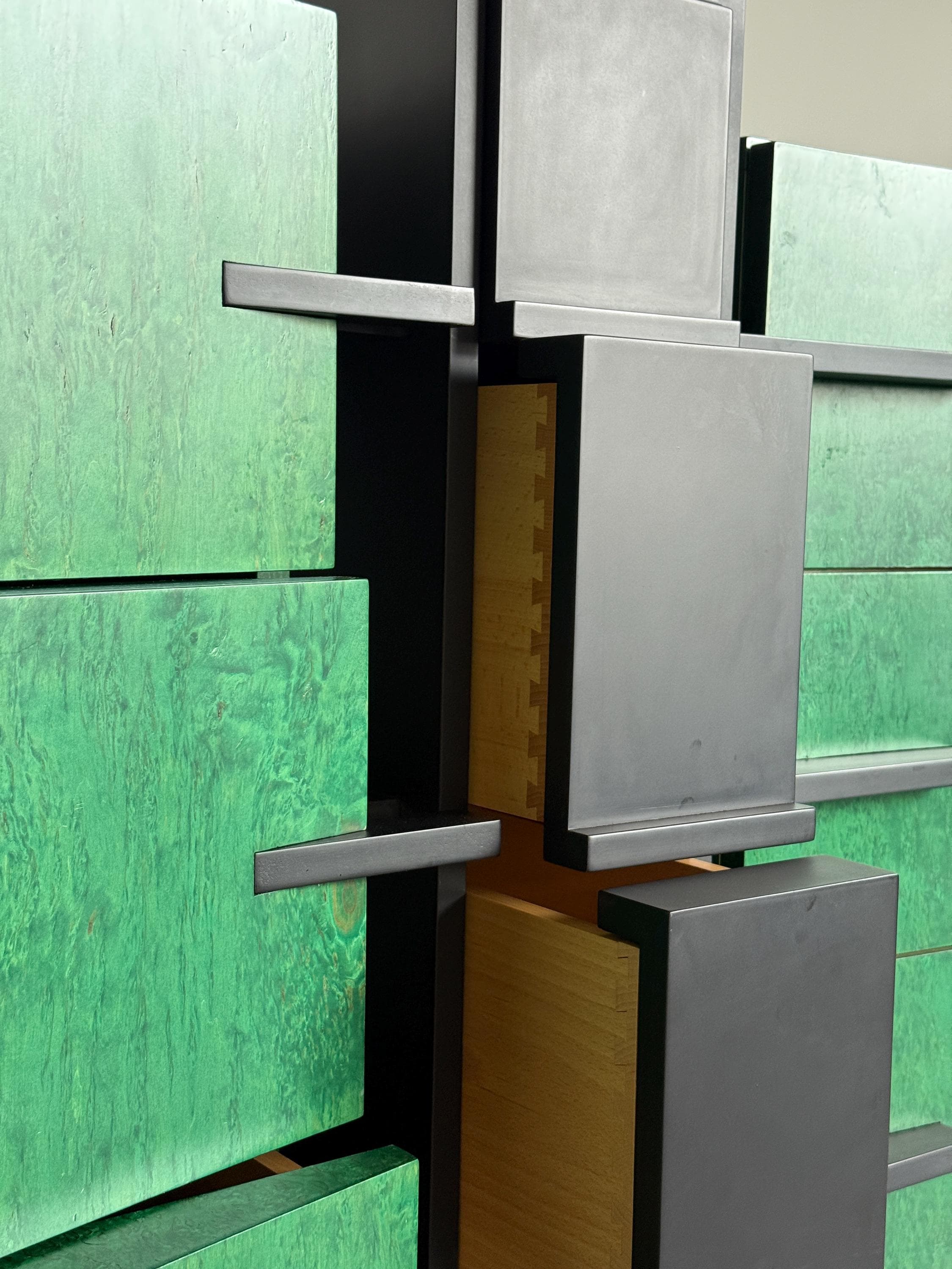 Italian Postmodern Green Lacquered Sideboard