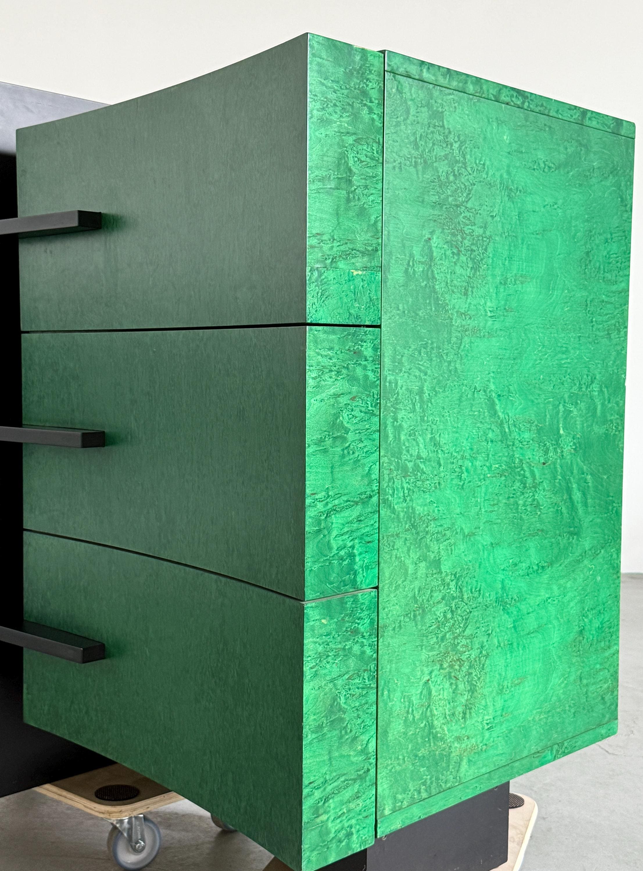 Italian Postmodern Green Lacquered Sideboard