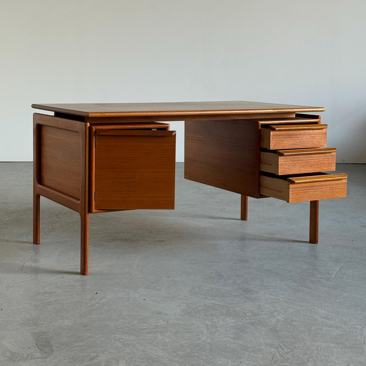 Scandinavian Teak Freestanding Desk by GV Møbler