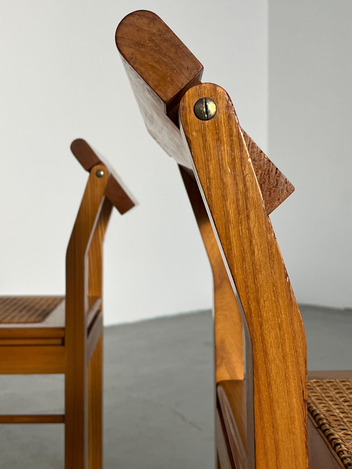 Ash and Cane Vintage Dining Chairs with a Rotating Backrest