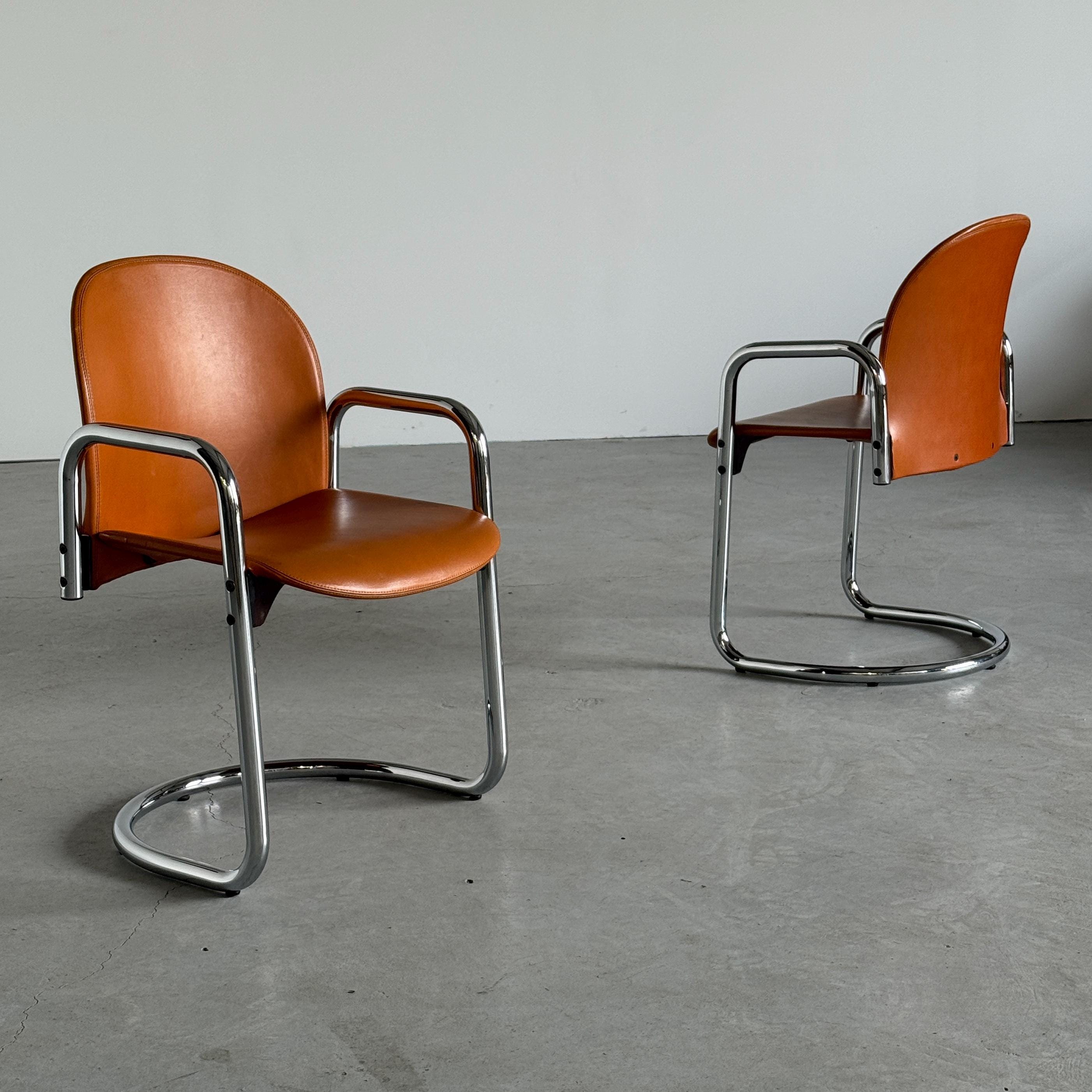 Leather Dialogo Chairs by Afra and Tobia Scarpa for B&B Italia