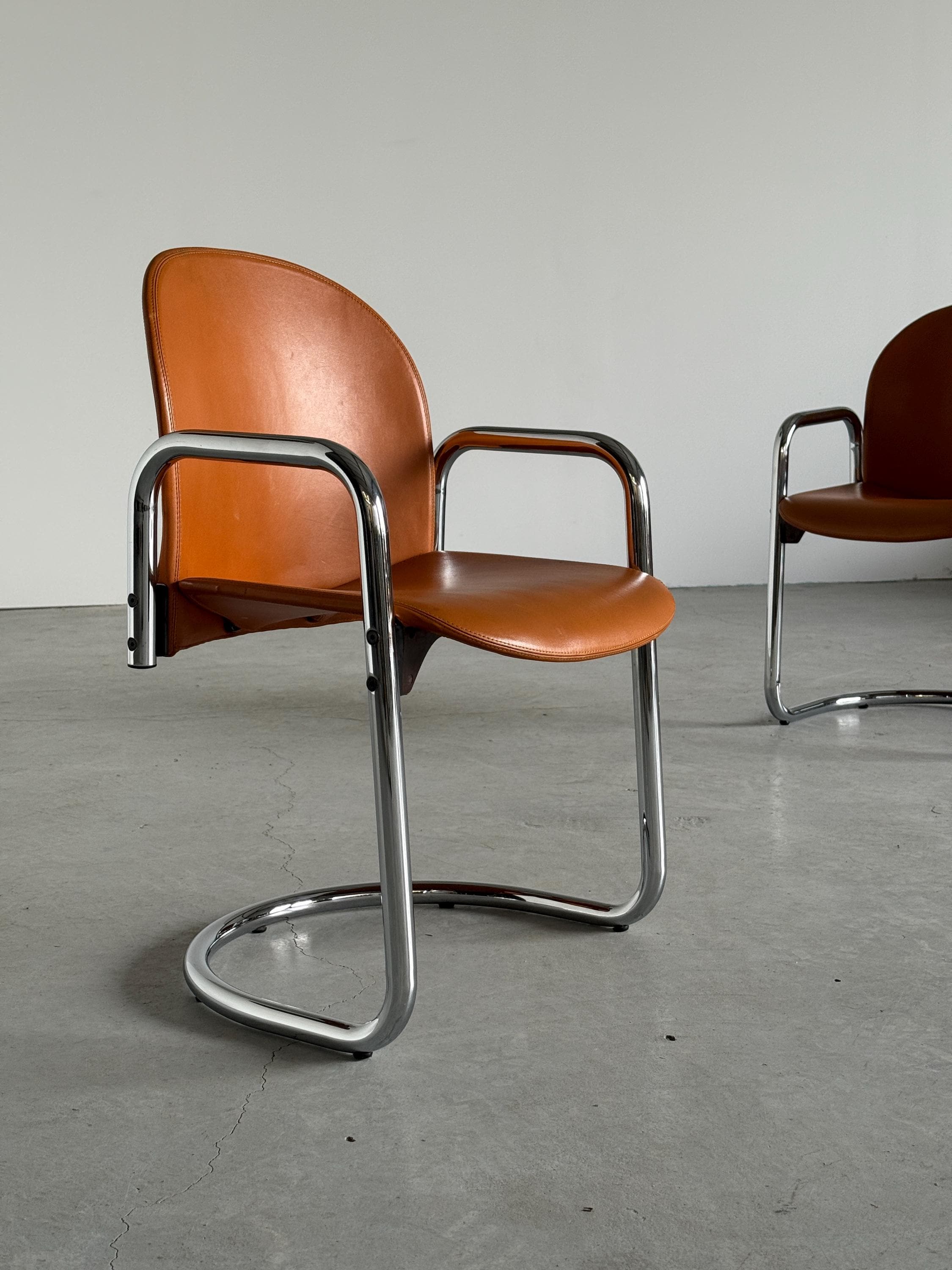 Leather Dialogo Chairs by Afra and Tobia Scarpa for B&B Italia