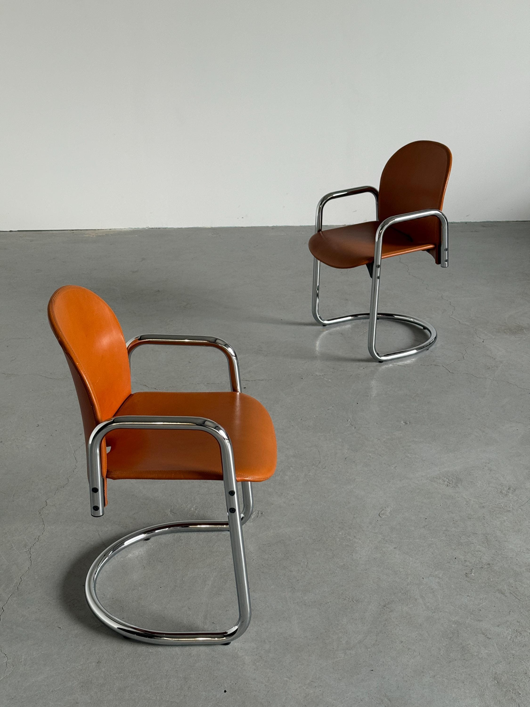 Leather Dialogo Chairs by Afra and Tobia Scarpa for B&B Italia