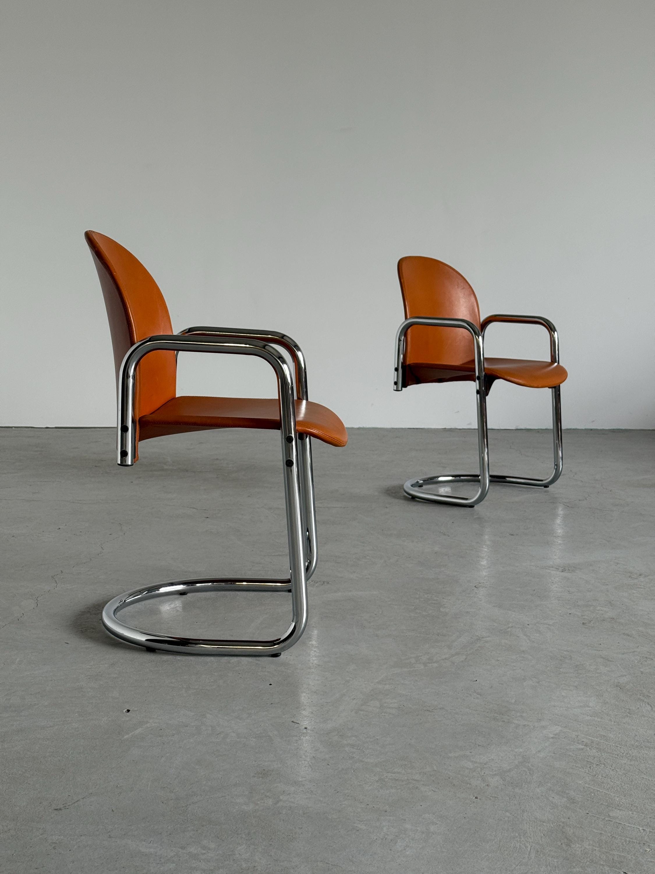 Leather Dialogo Chairs by Afra and Tobia Scarpa for B&B Italia