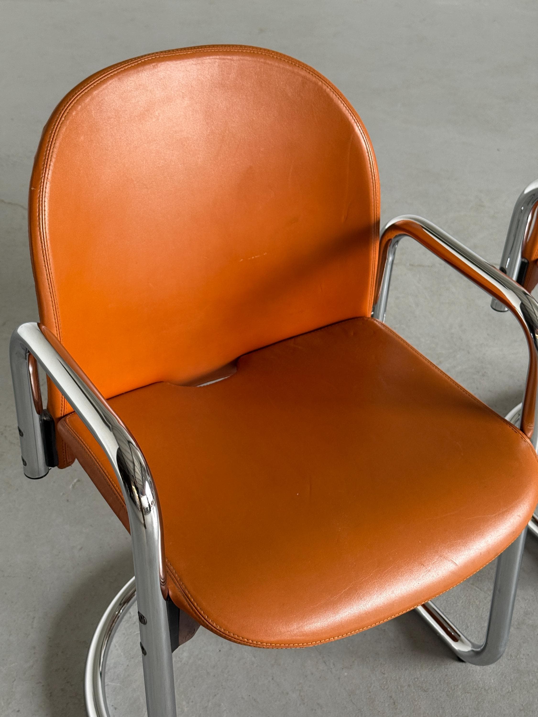 Leather Dialogo Chairs by Afra and Tobia Scarpa for B&B Italia