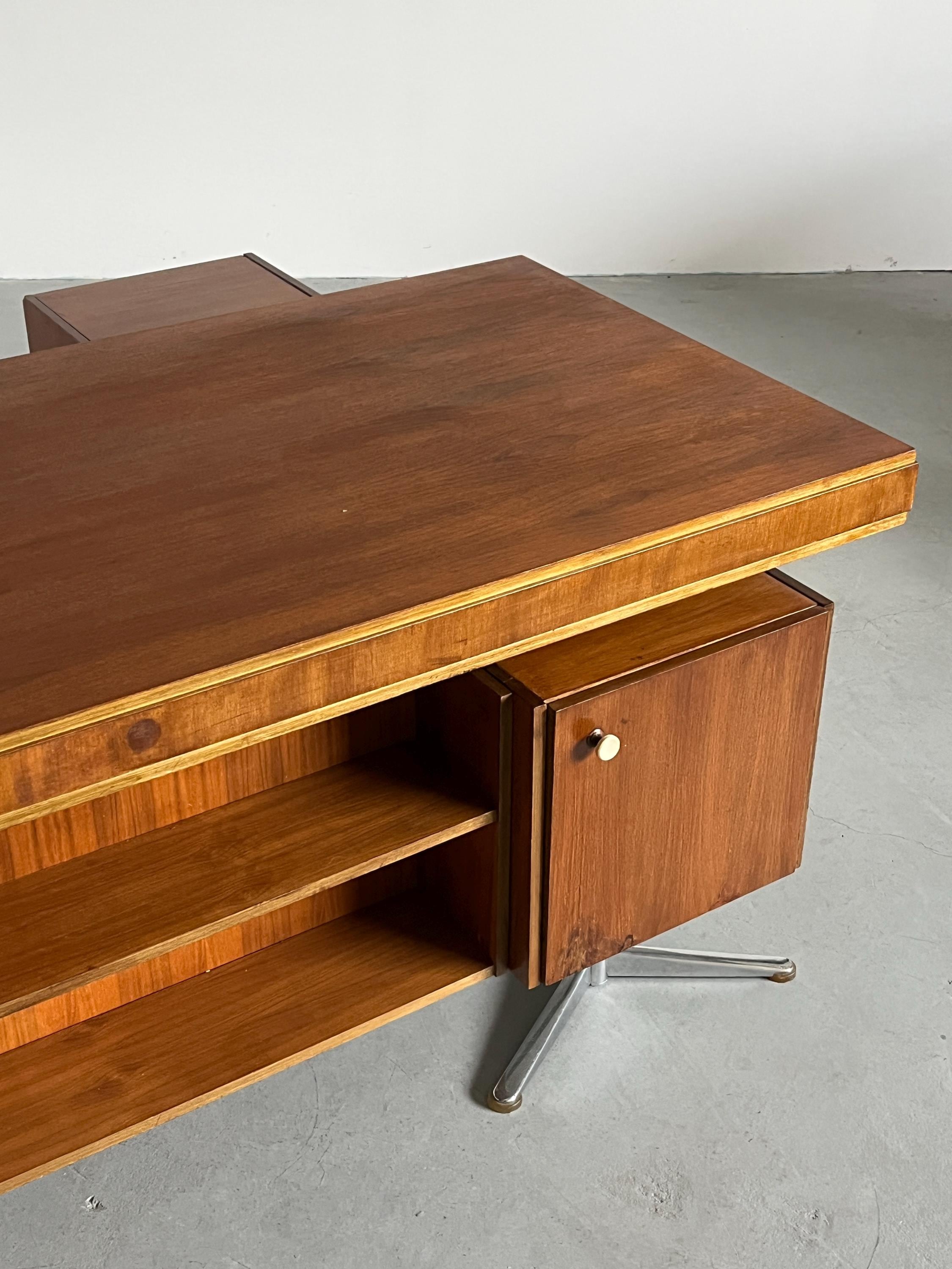 Mid-Century Executive Desk in Walnut Veneer, West Germany