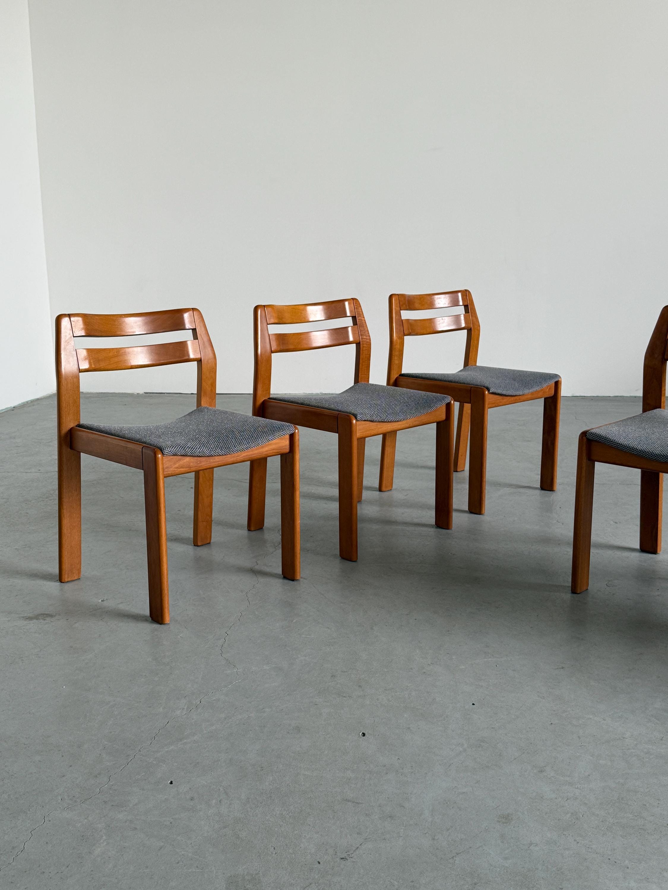 Elegant Italian Mid-Century Lacquered Solid Wood Chairs
