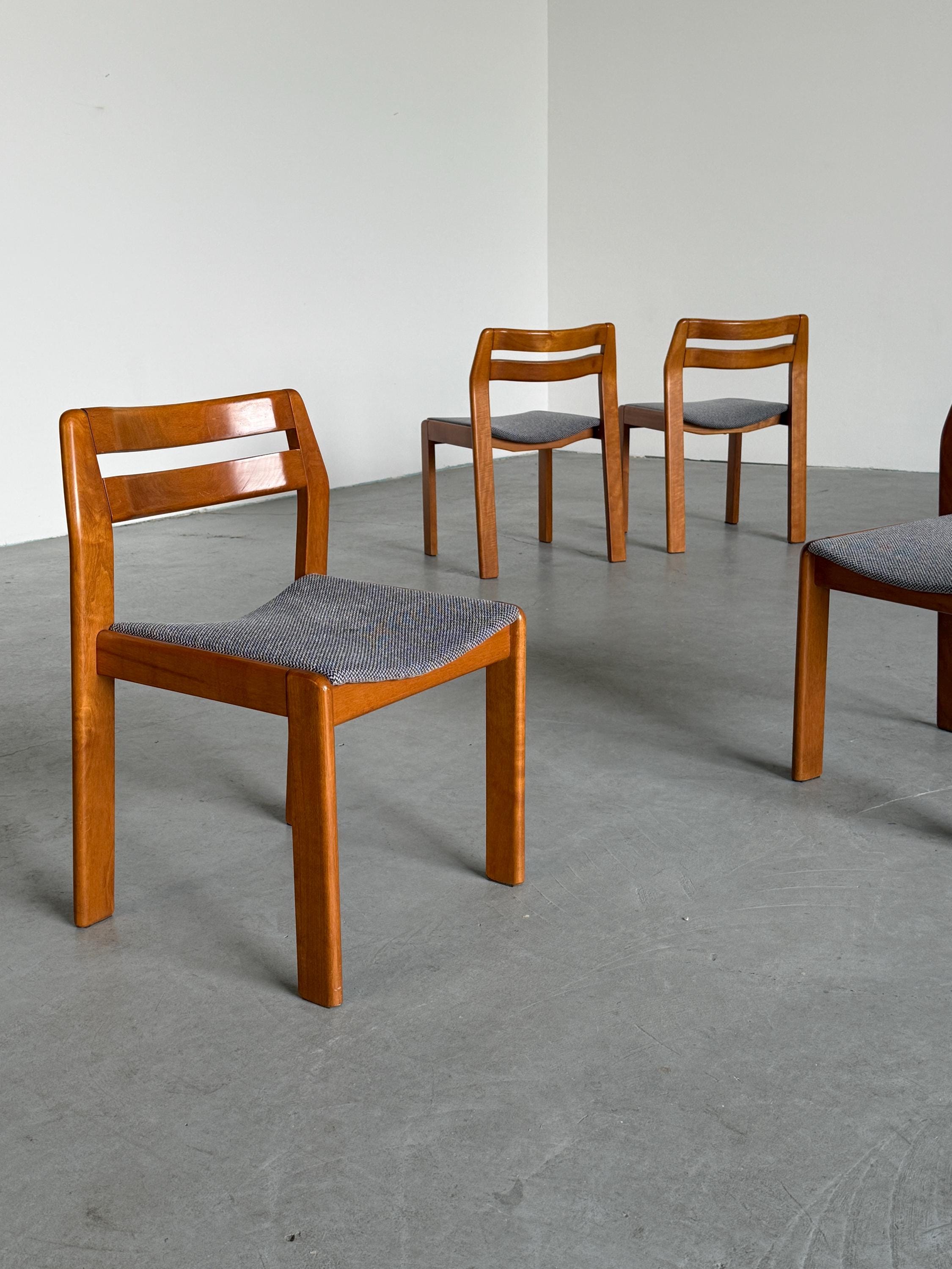 Elegant Italian Mid-Century Lacquered Solid Wood Chairs