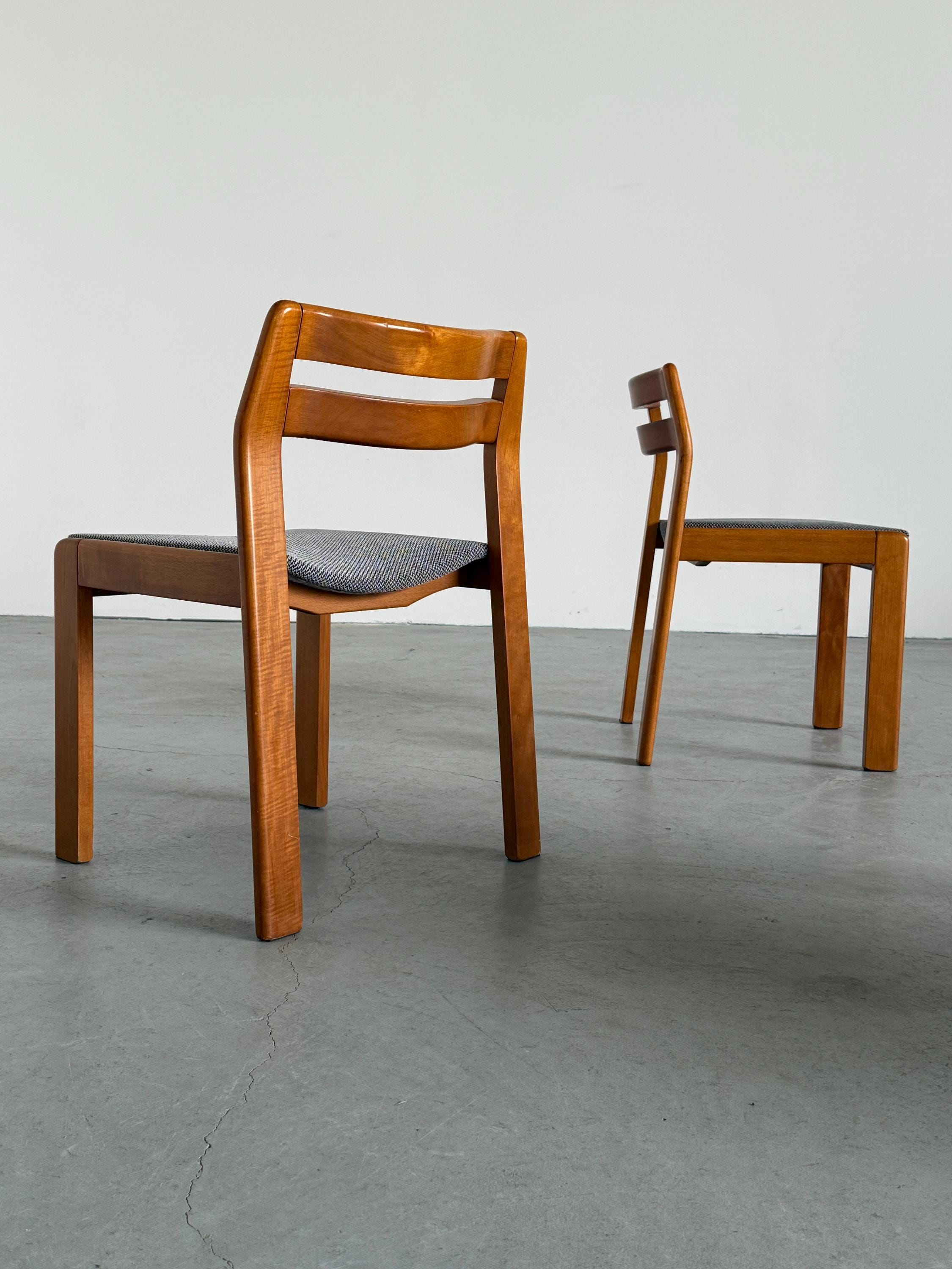 Elegant Italian Mid-Century Lacquered Solid Wood Chairs