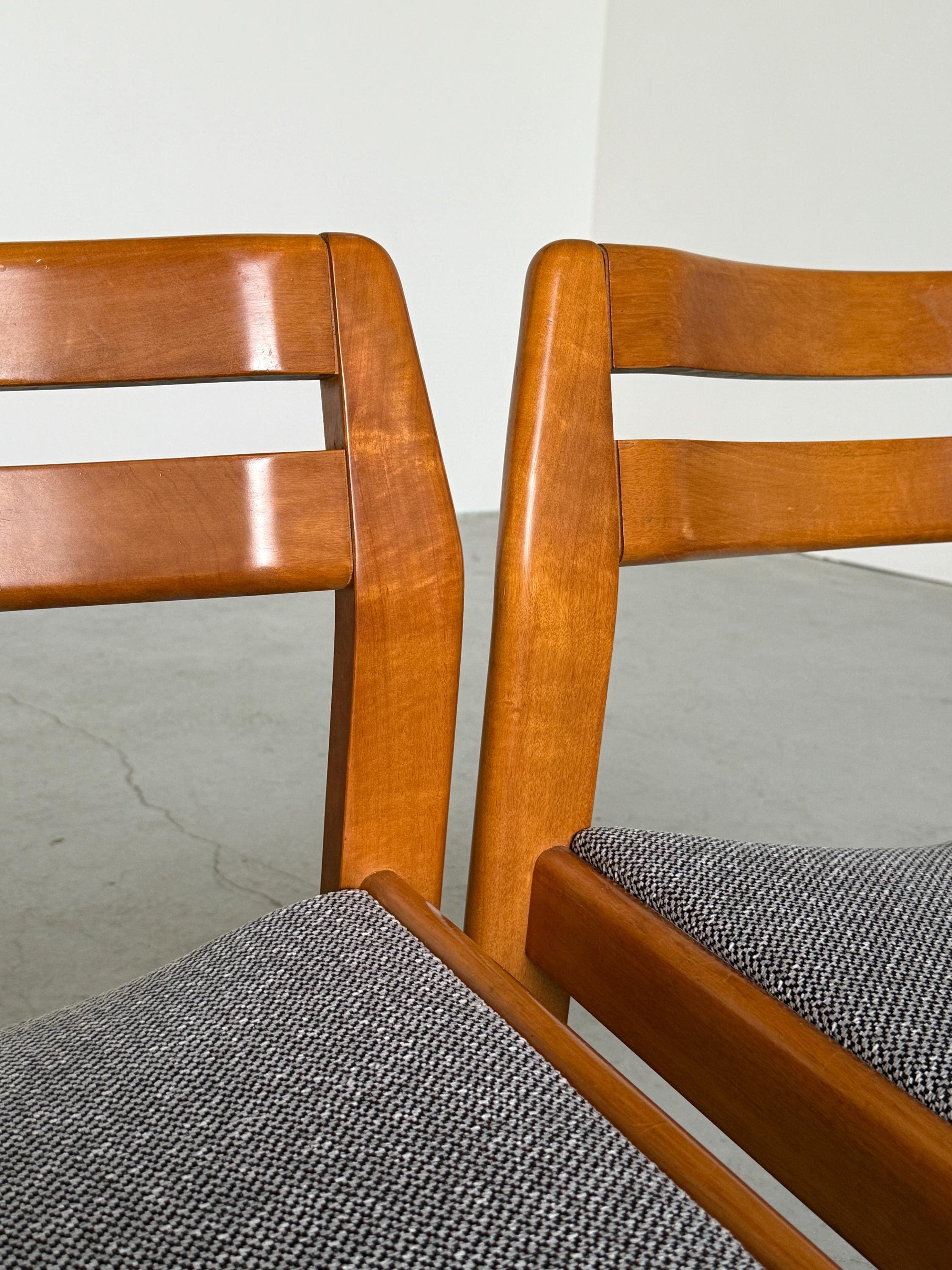 Elegant Italian Mid-Century Lacquered Solid Wood Chairs