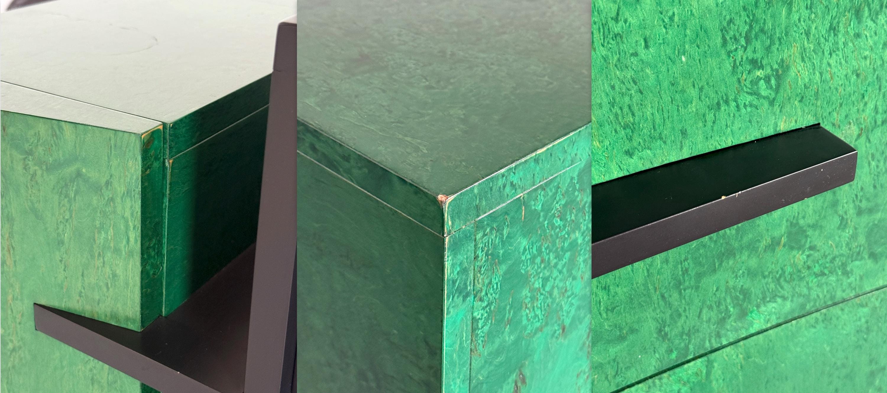 Italian Postmodern Green Lacquered Sideboard