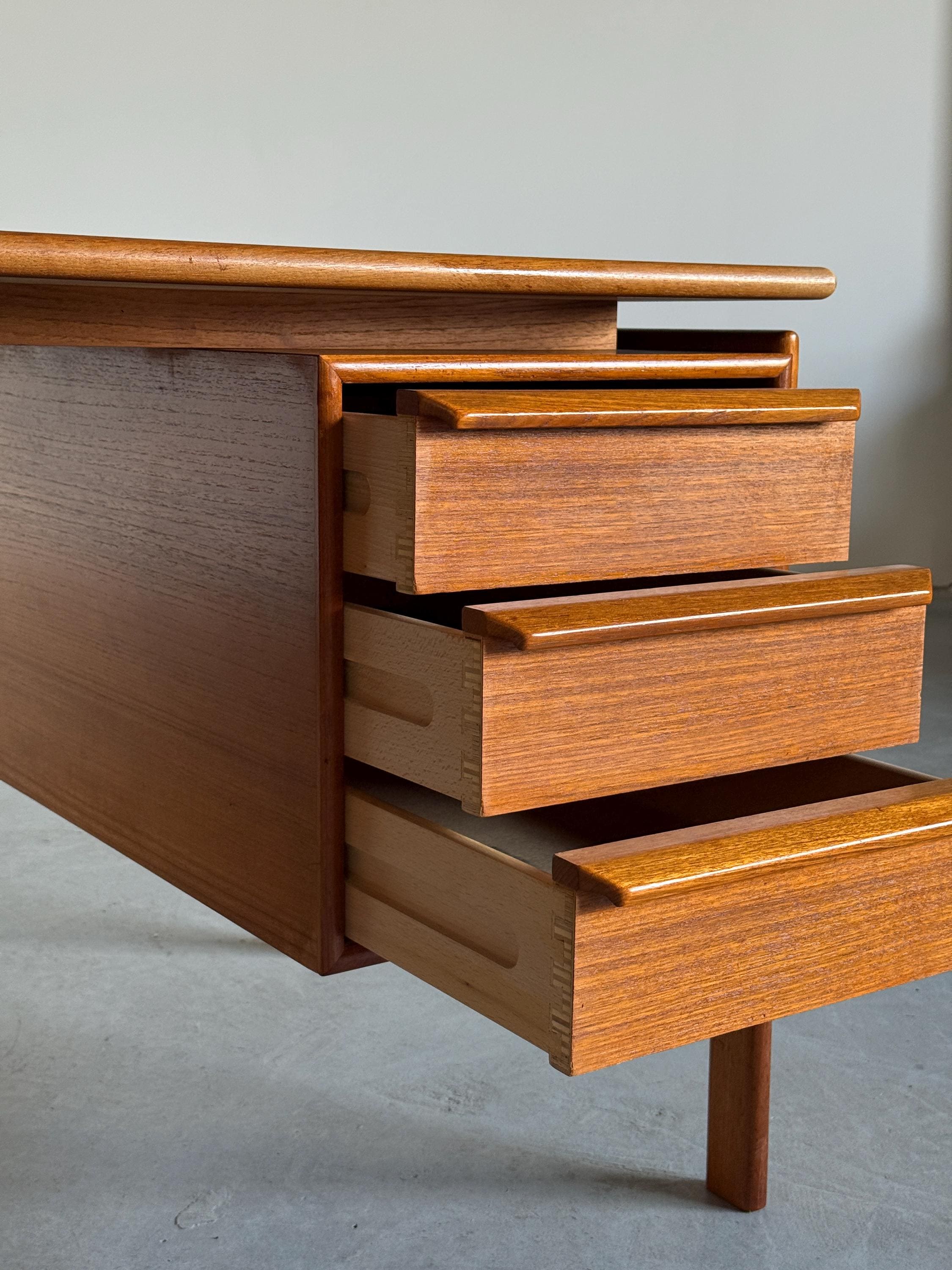 Scandinavian Teak Freestanding Desk by GV Møbler