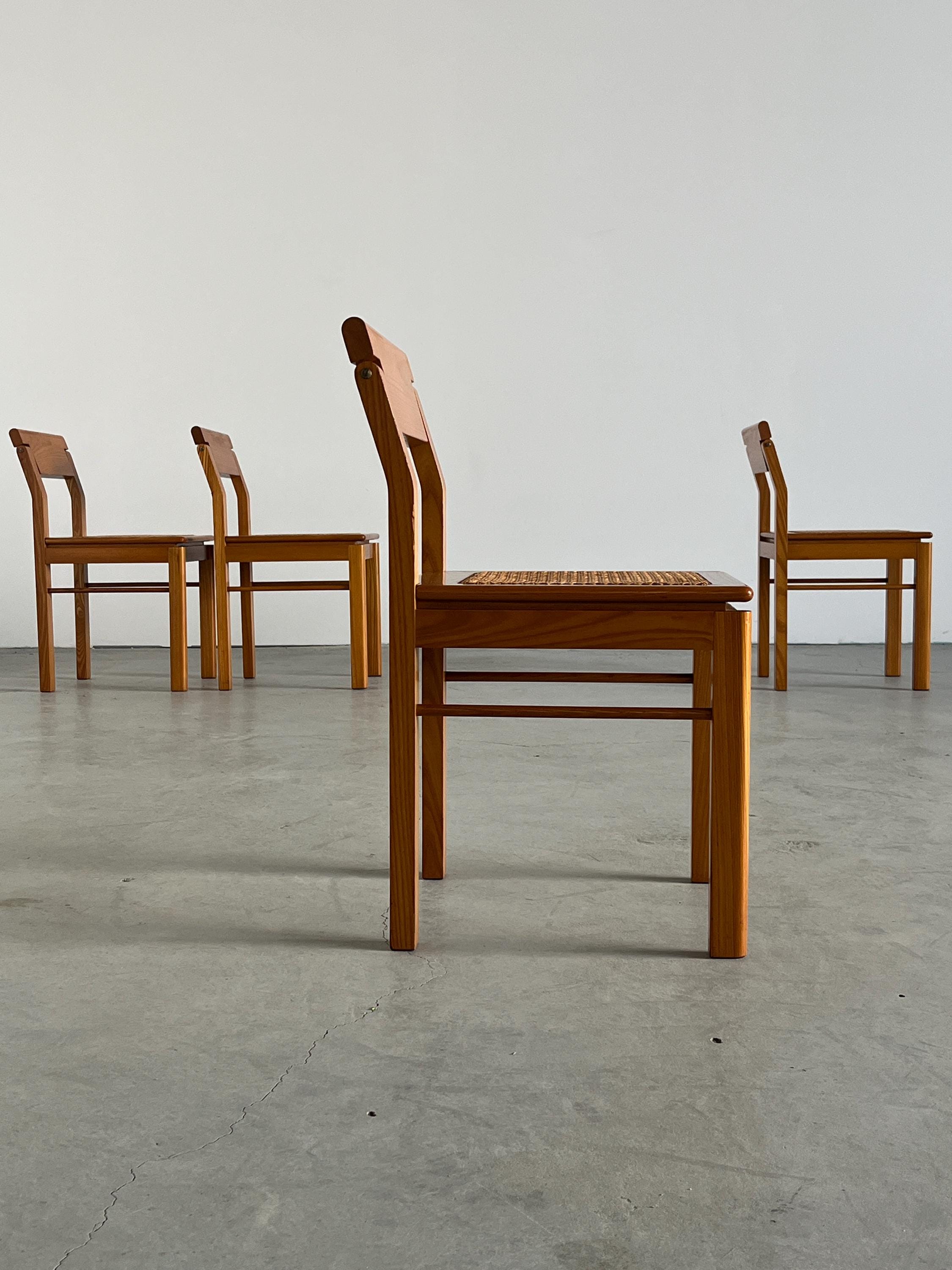 Ash and Cane Vintage Dining Chairs with a Rotating Backrest