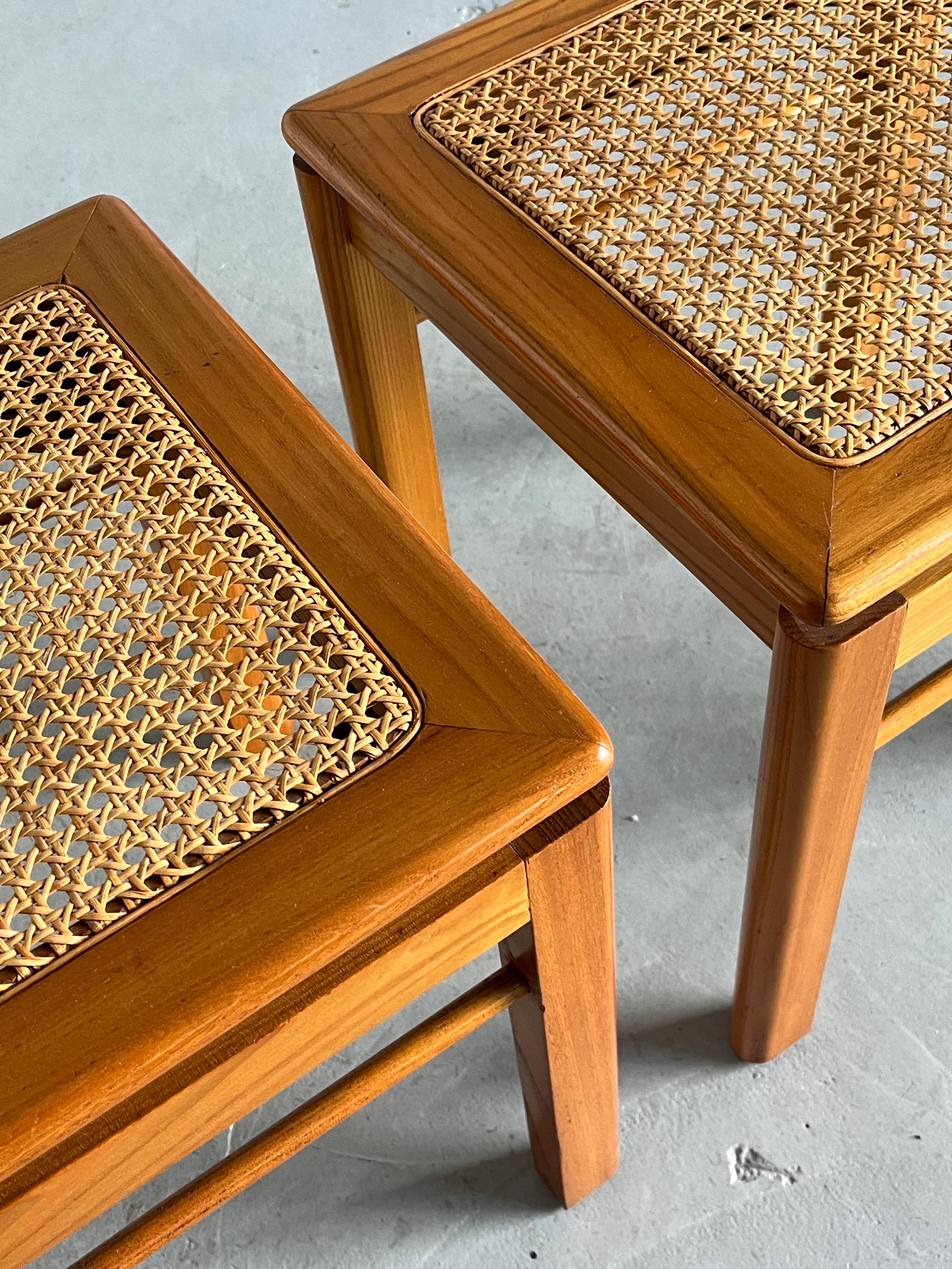 Ash and Cane Vintage Dining Chairs with a Rotating Backrest