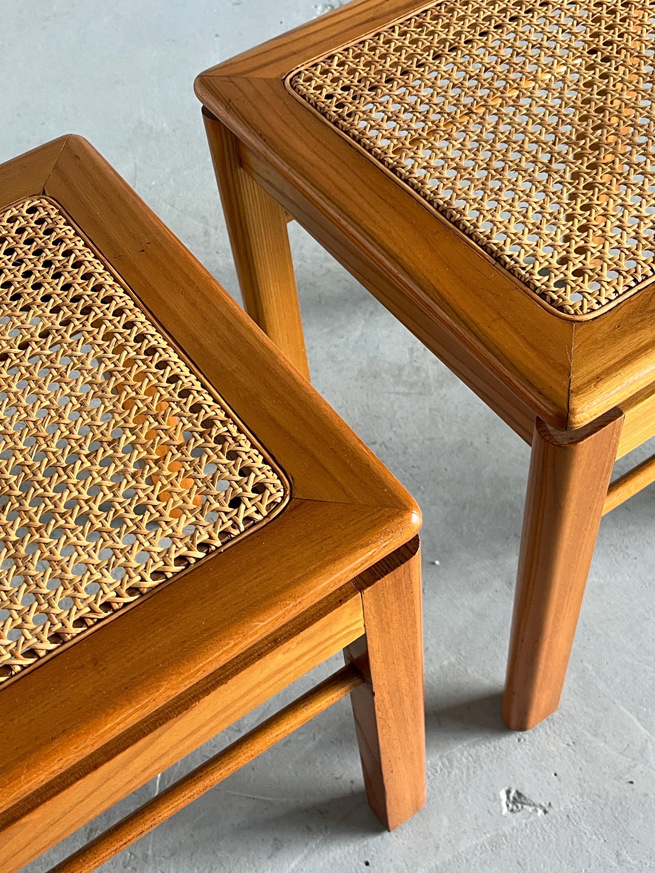 Ash and Cane Vintage Dining Chairs with a Rotating Backrest