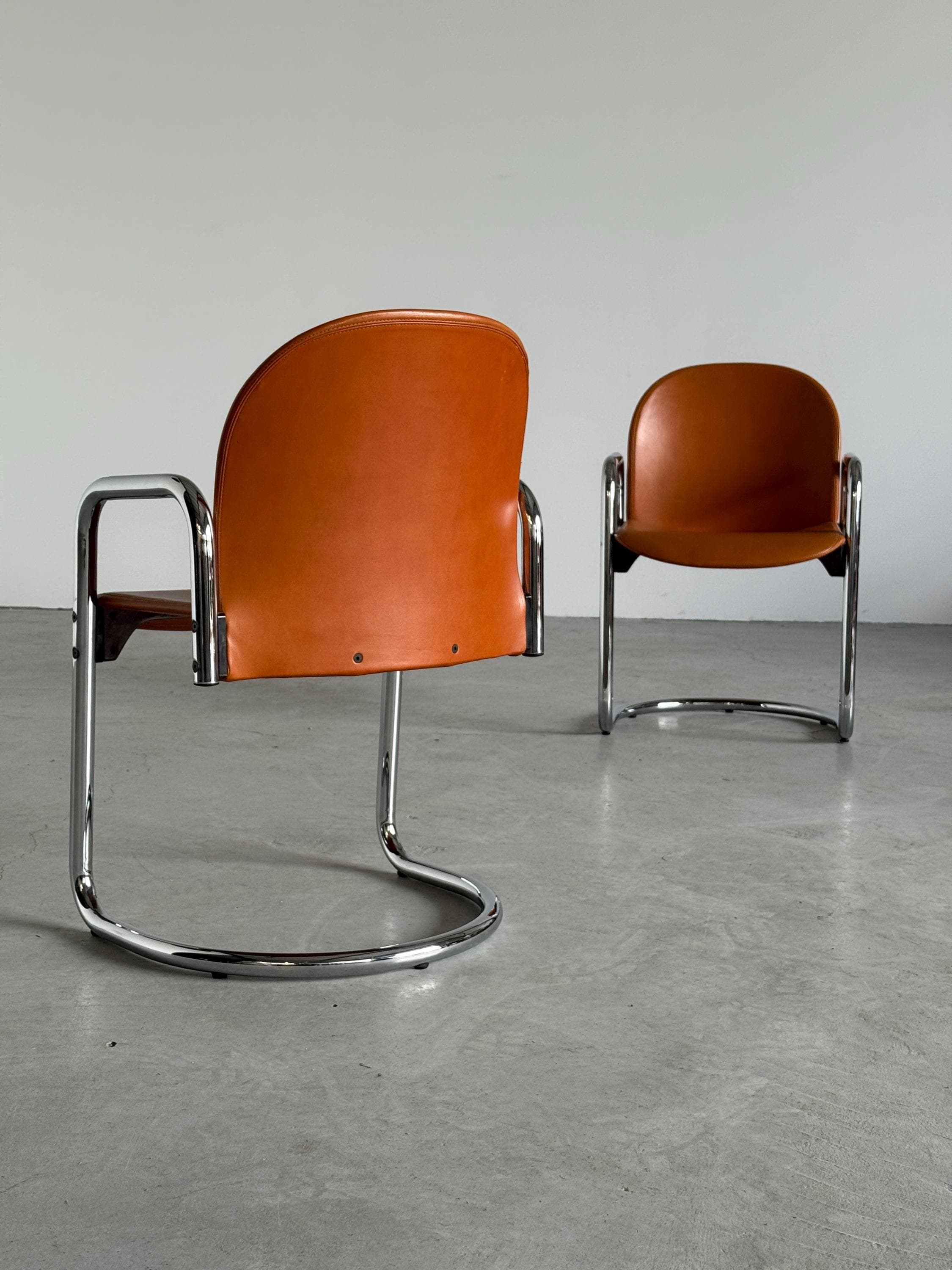 Leather Dialogo Chairs by Afra and Tobia Scarpa for B&B Italia