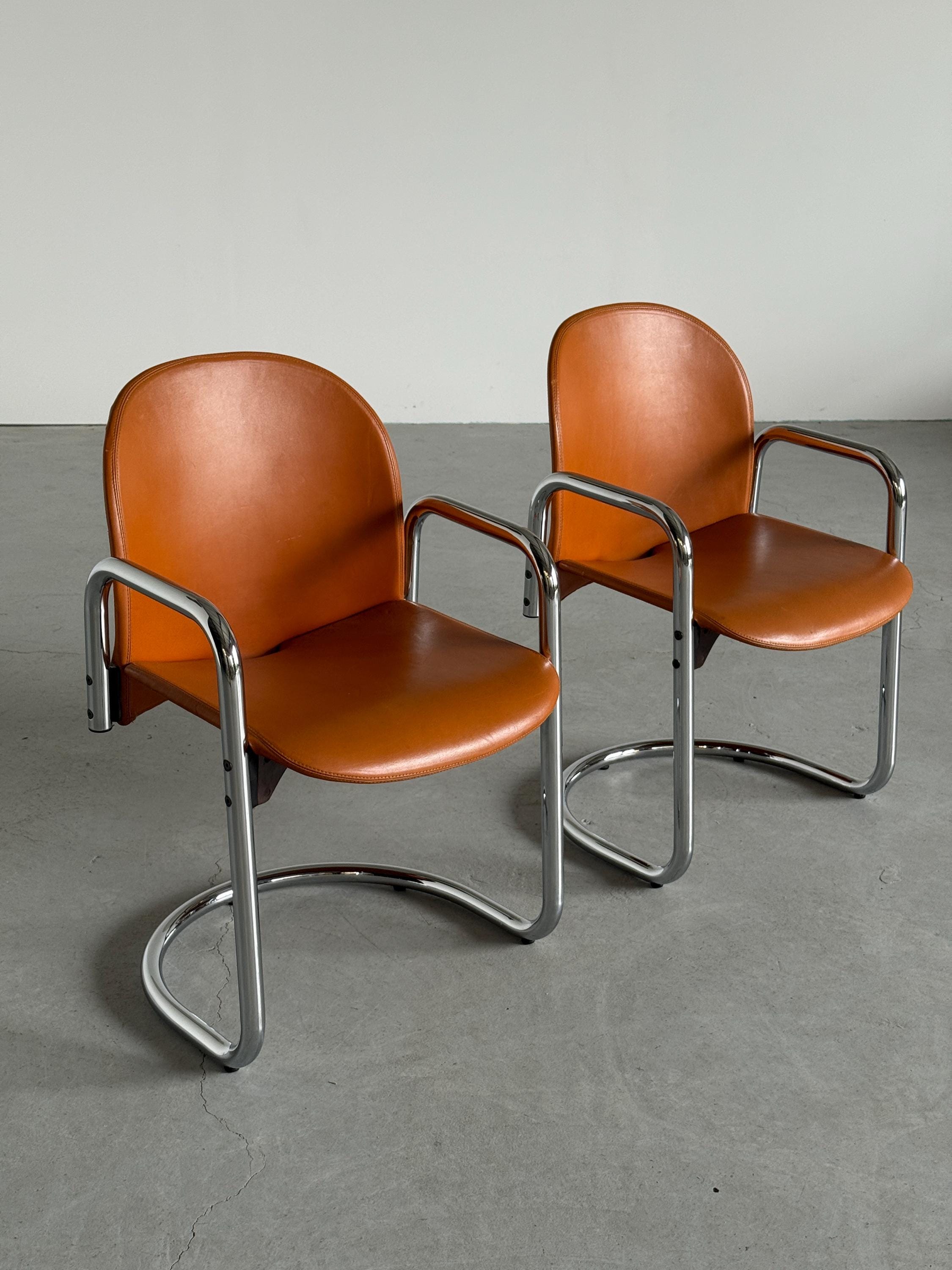 Leather Dialogo Chairs by Afra and Tobia Scarpa for B&B Italia
