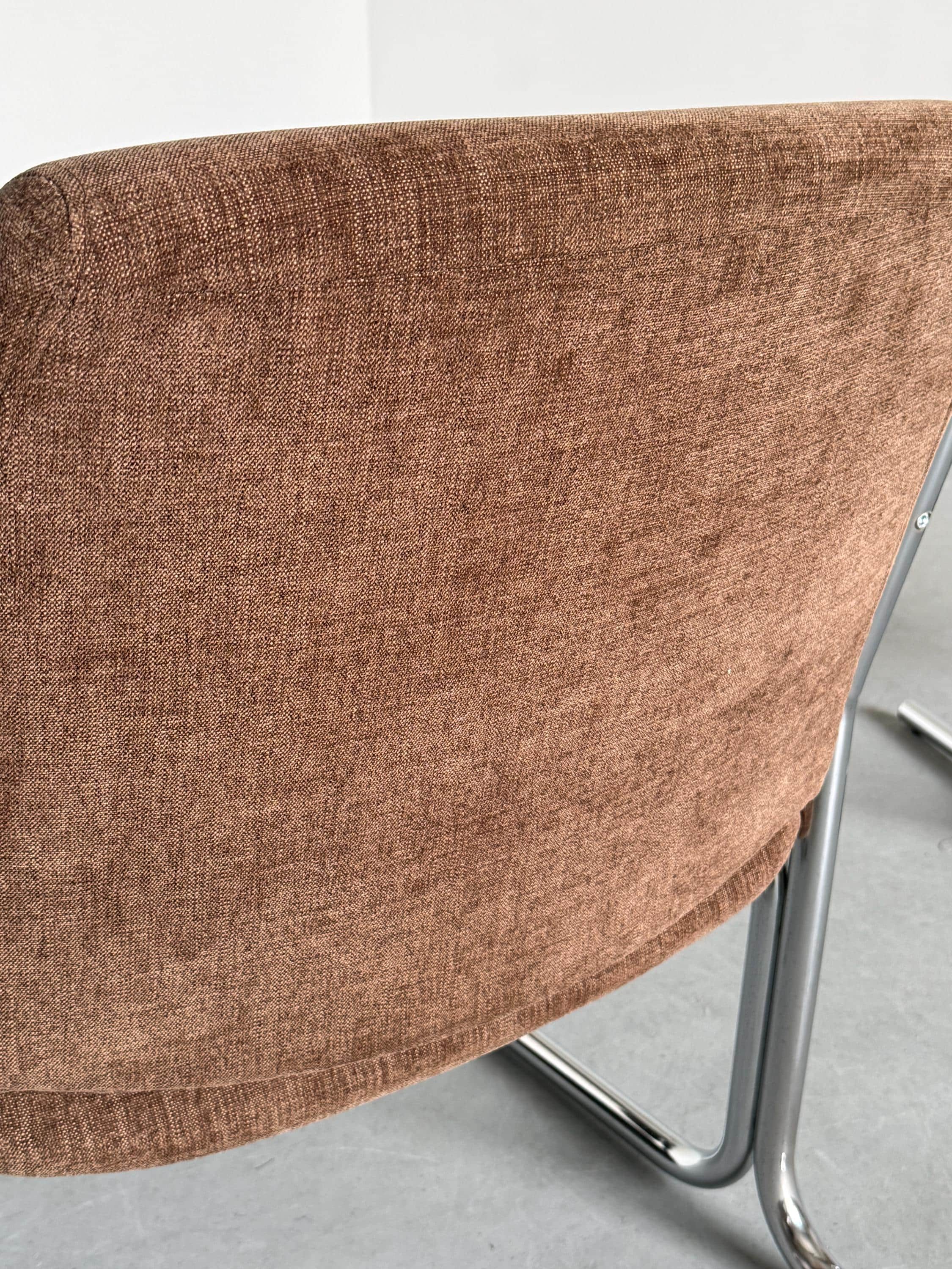 Mid-Century Chromed Cantilever Armchairs