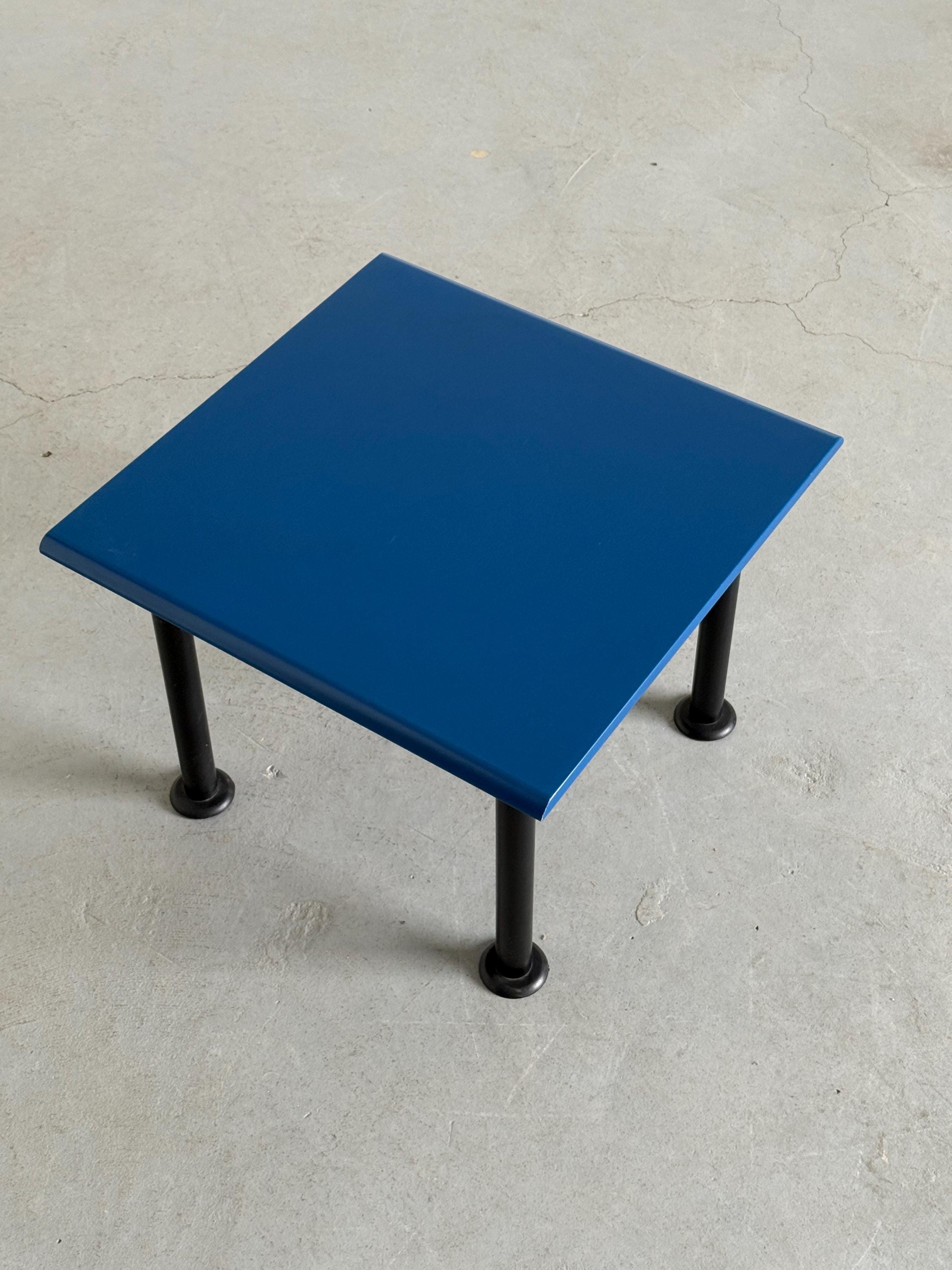 Postmodern Blue Lacquered Side Table