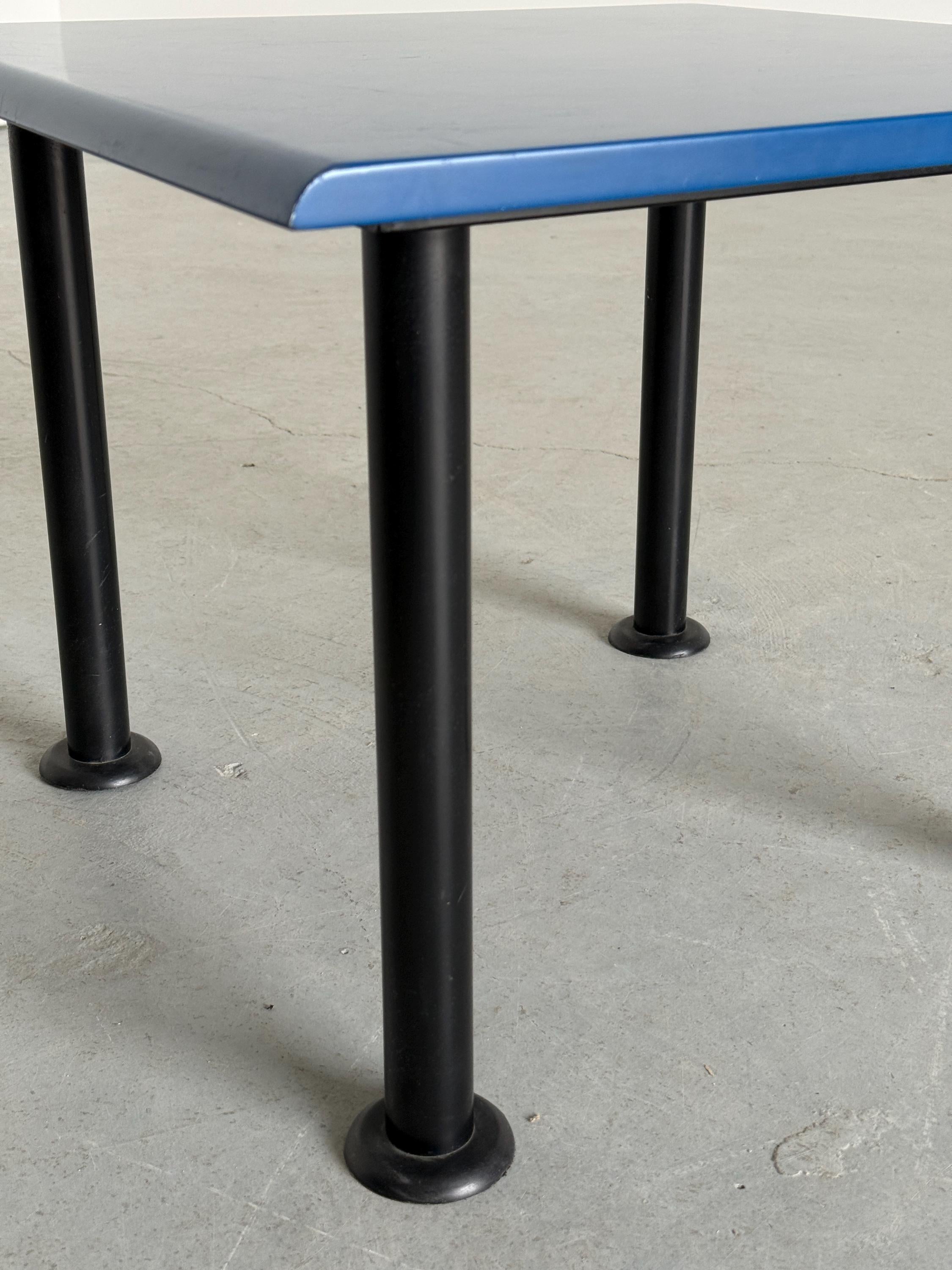 Postmodern Blue Lacquered Side Table