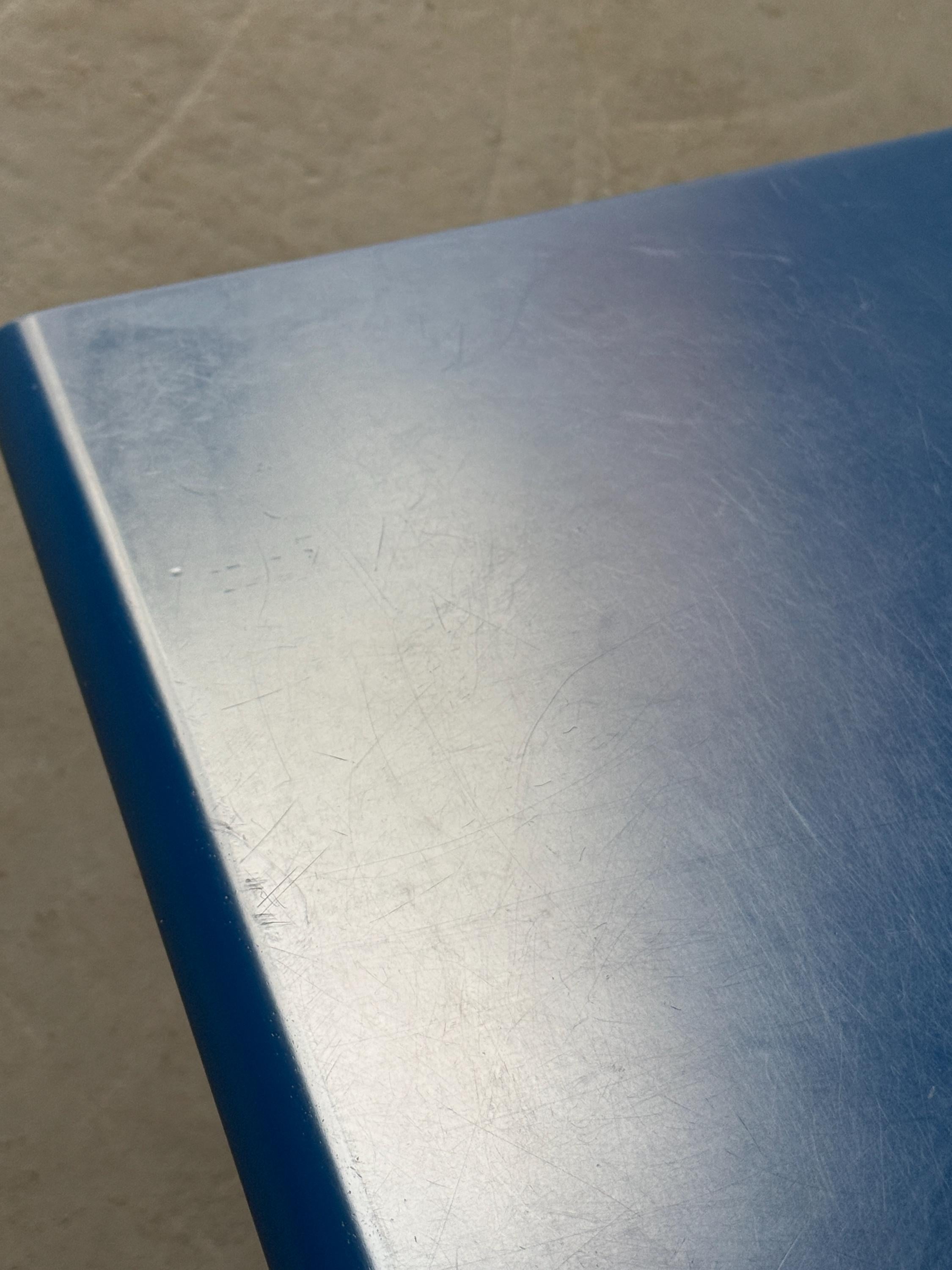 Postmodern Blue Lacquered Side Table