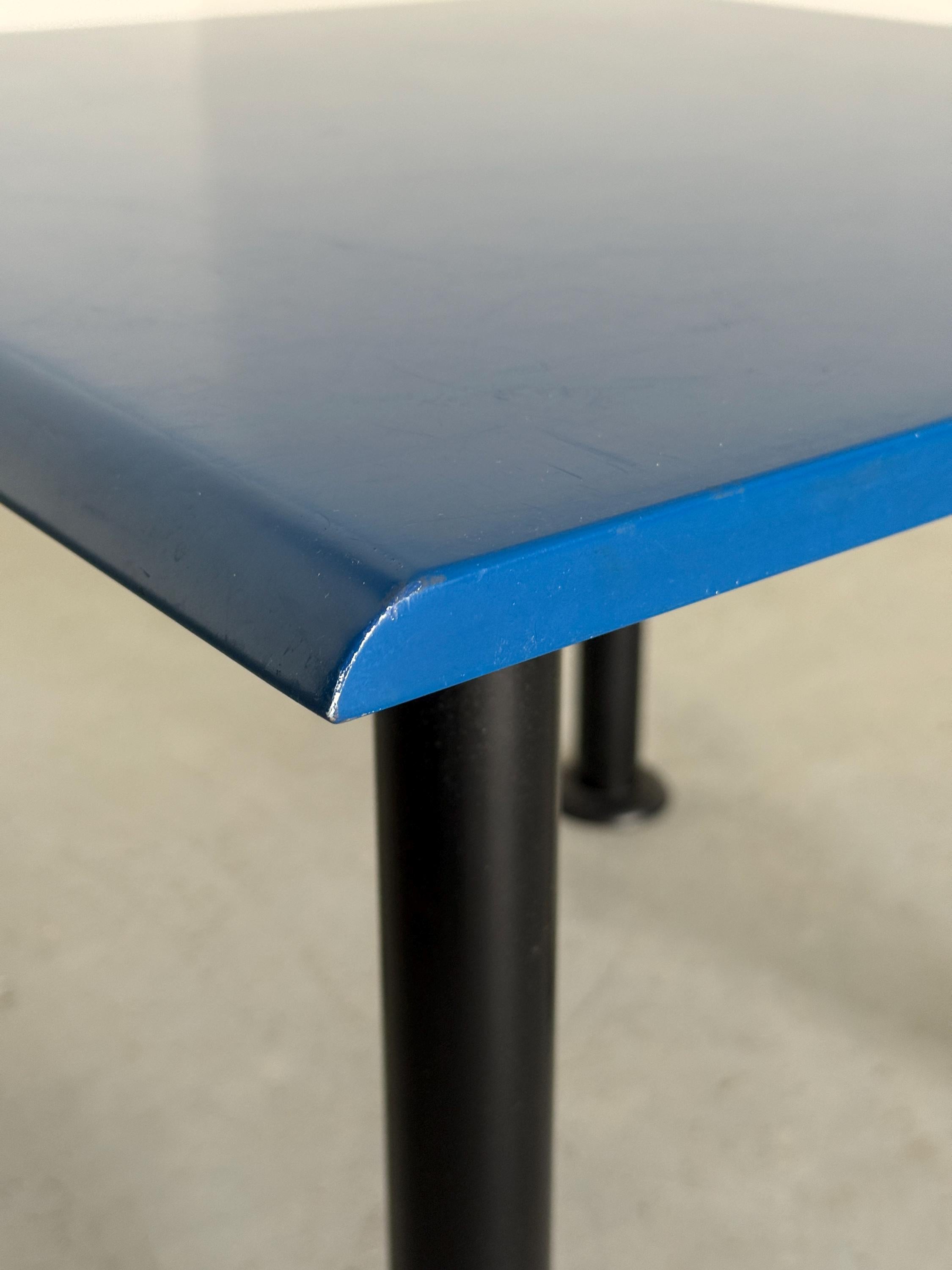 Postmodern Blue Lacquered Side Table