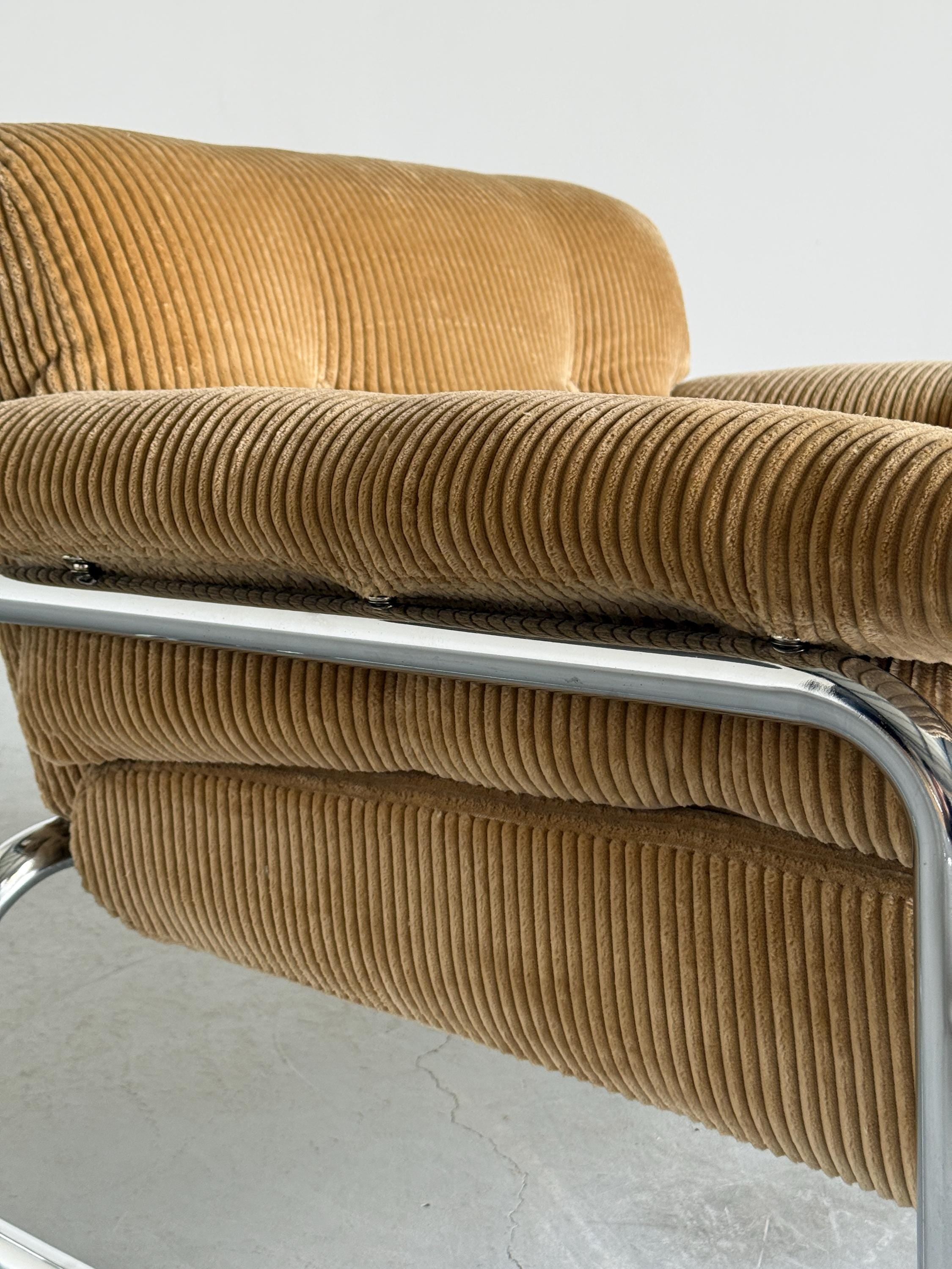 Lounge Chairs in Beige Corduroy