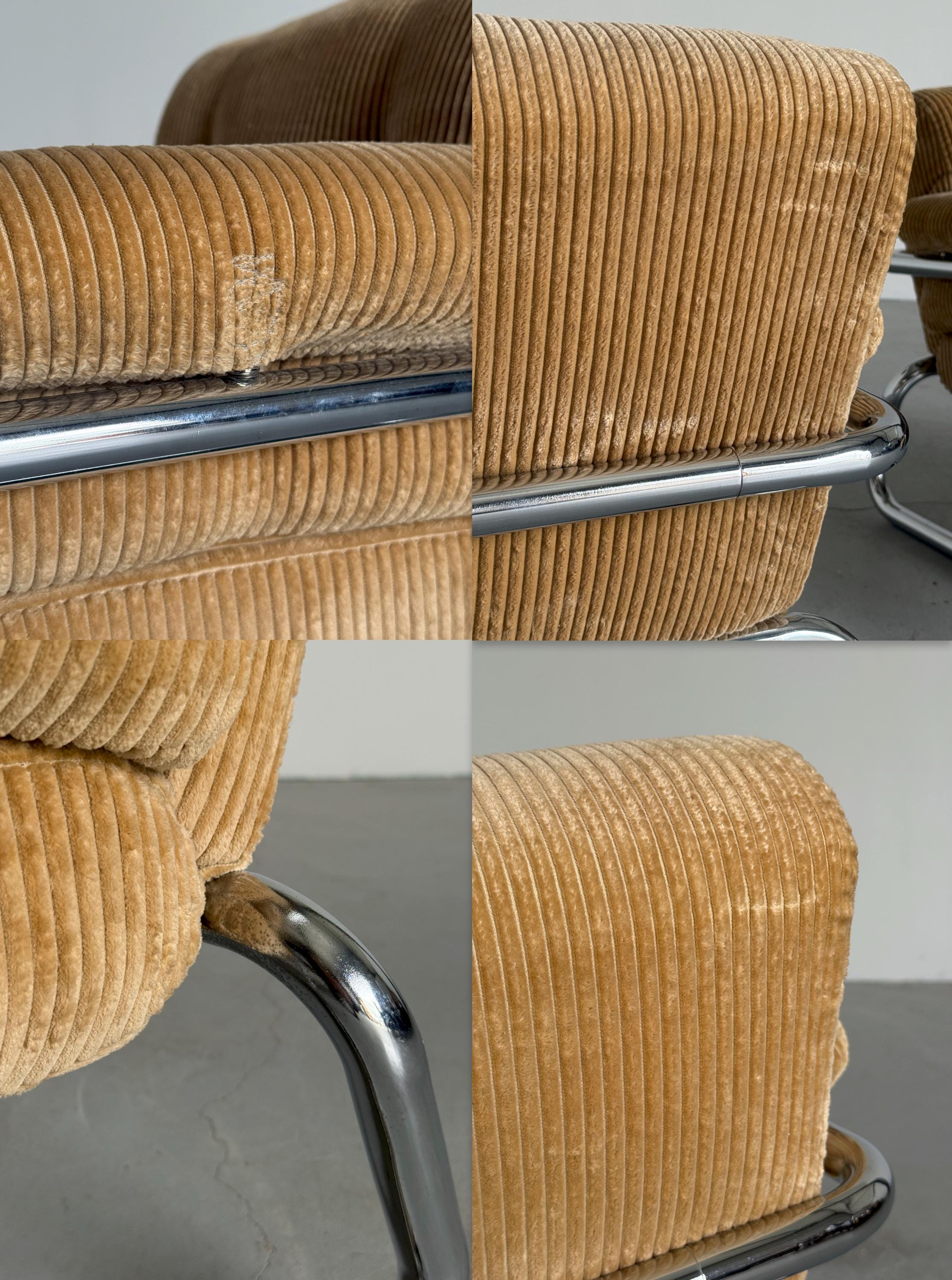 Lounge Chairs in Beige Corduroy