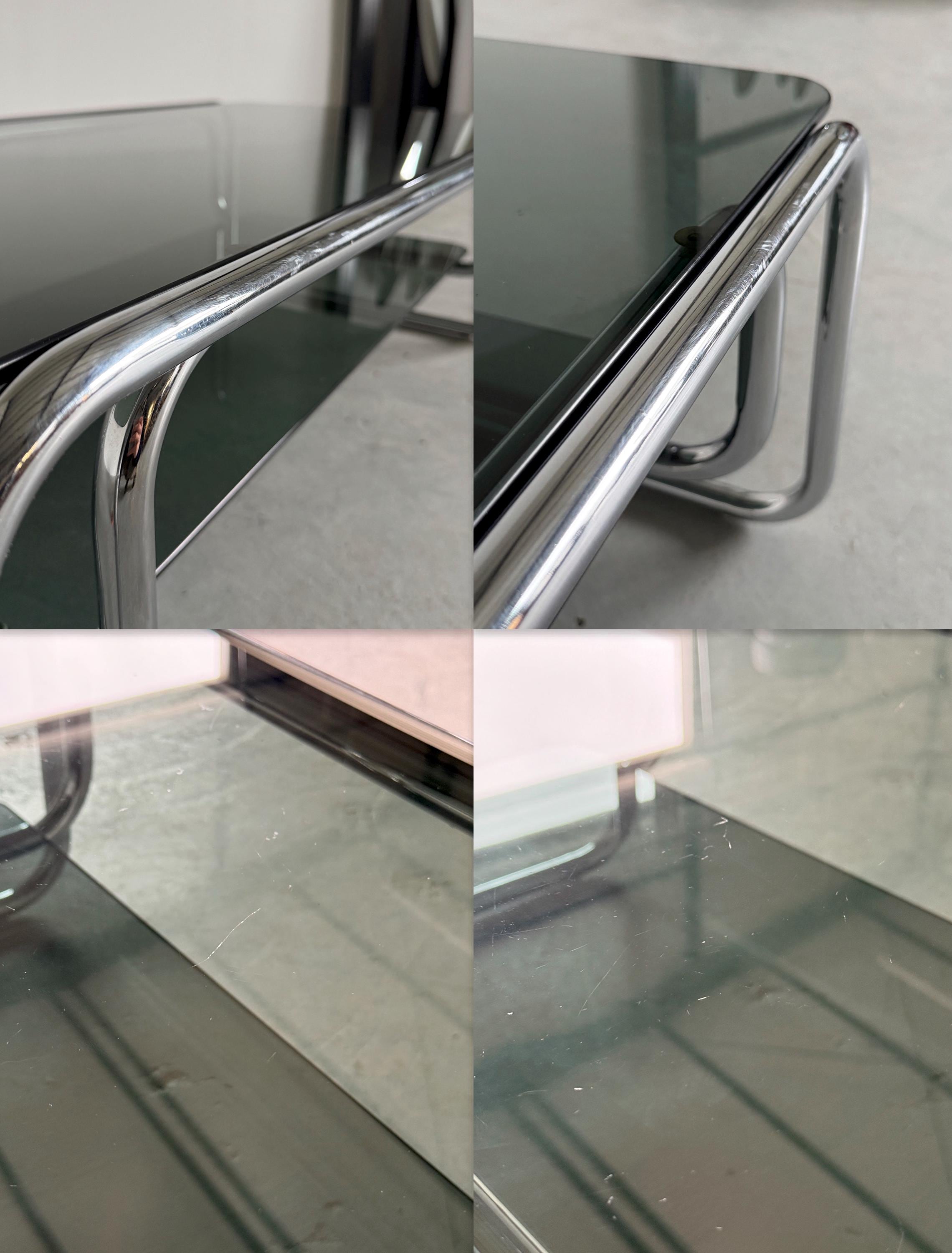 Chrome Coffee Table with Smoked Glass