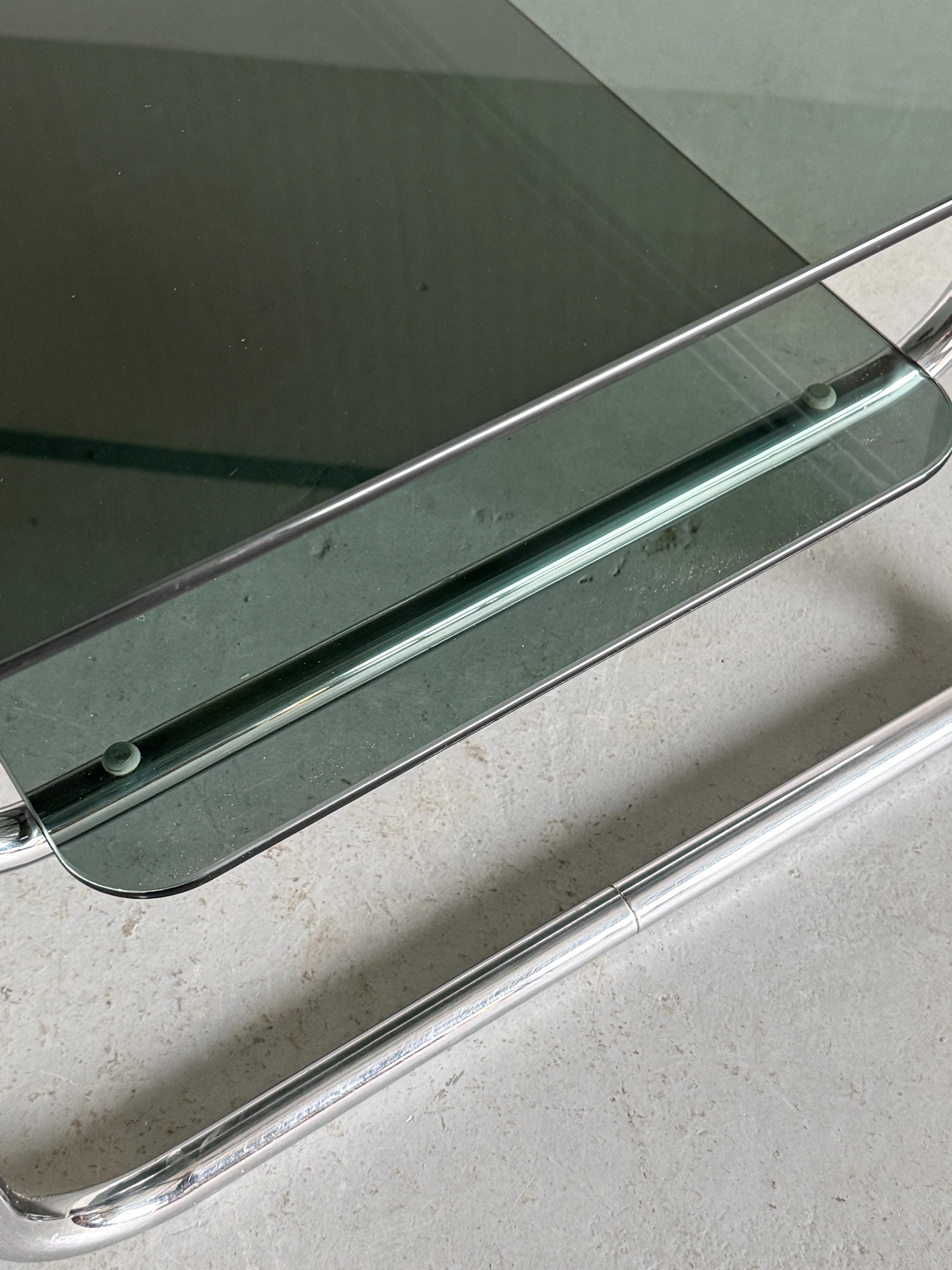 Chrome Coffee Table with Smoked Glass