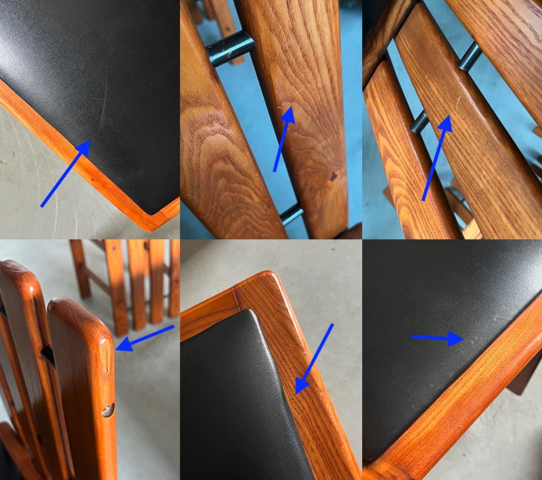 Dining Chairs in Wood and Black Leather